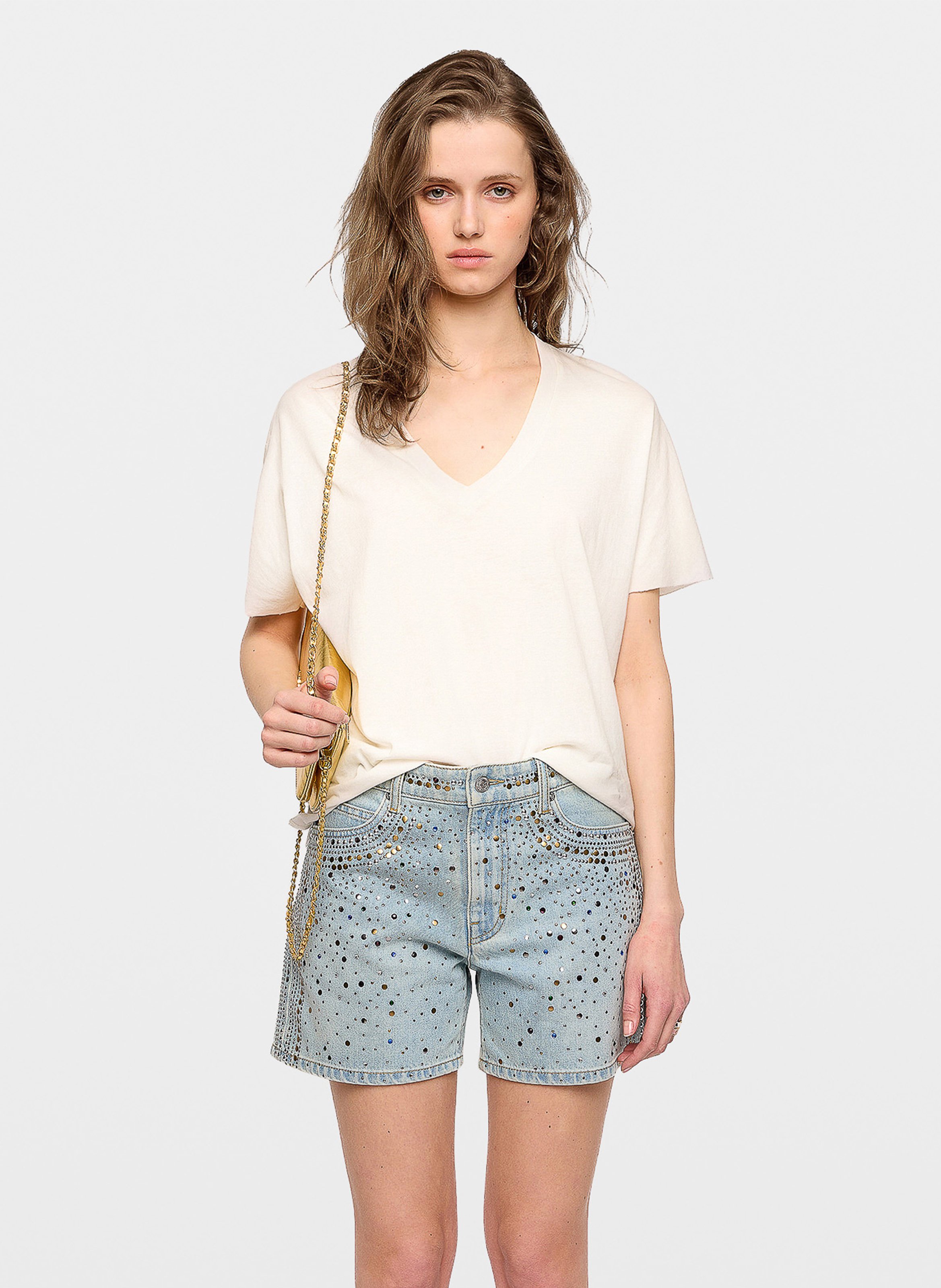Tee-shirt col v en coton bio tommer ZADIG&VOLTAIRE Blanc