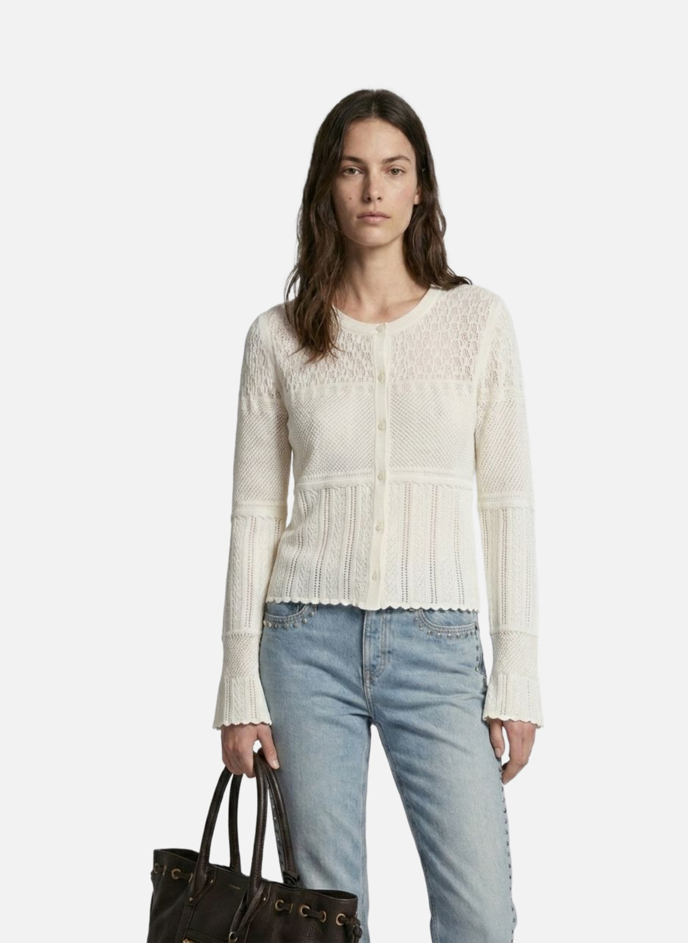 Cardigan en maille ajourée THE KOOPLES Beige