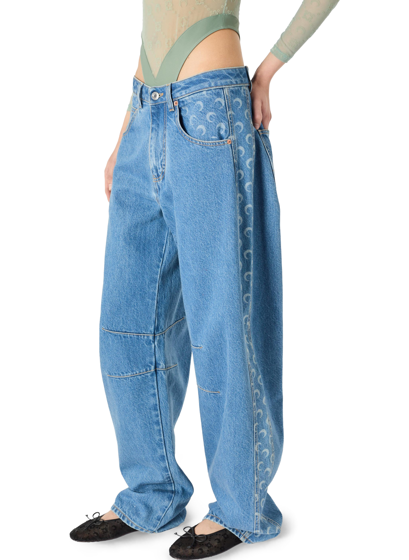 Light blue denim barrel jeans organic cotton MARINE SERRE Blue