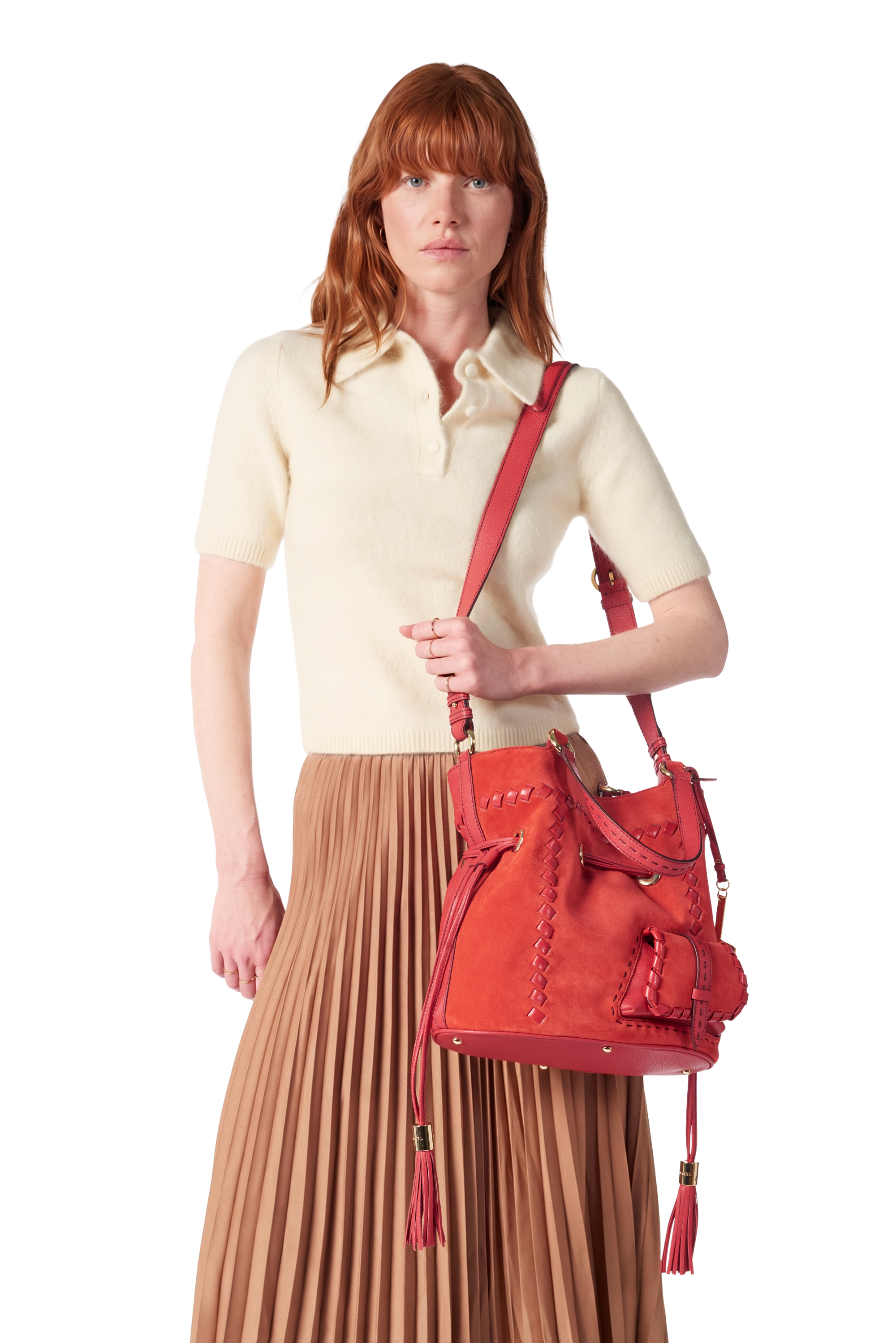 Handtas eerste flirt capsule 150 jaar in kalfsleer LANCEL Rood