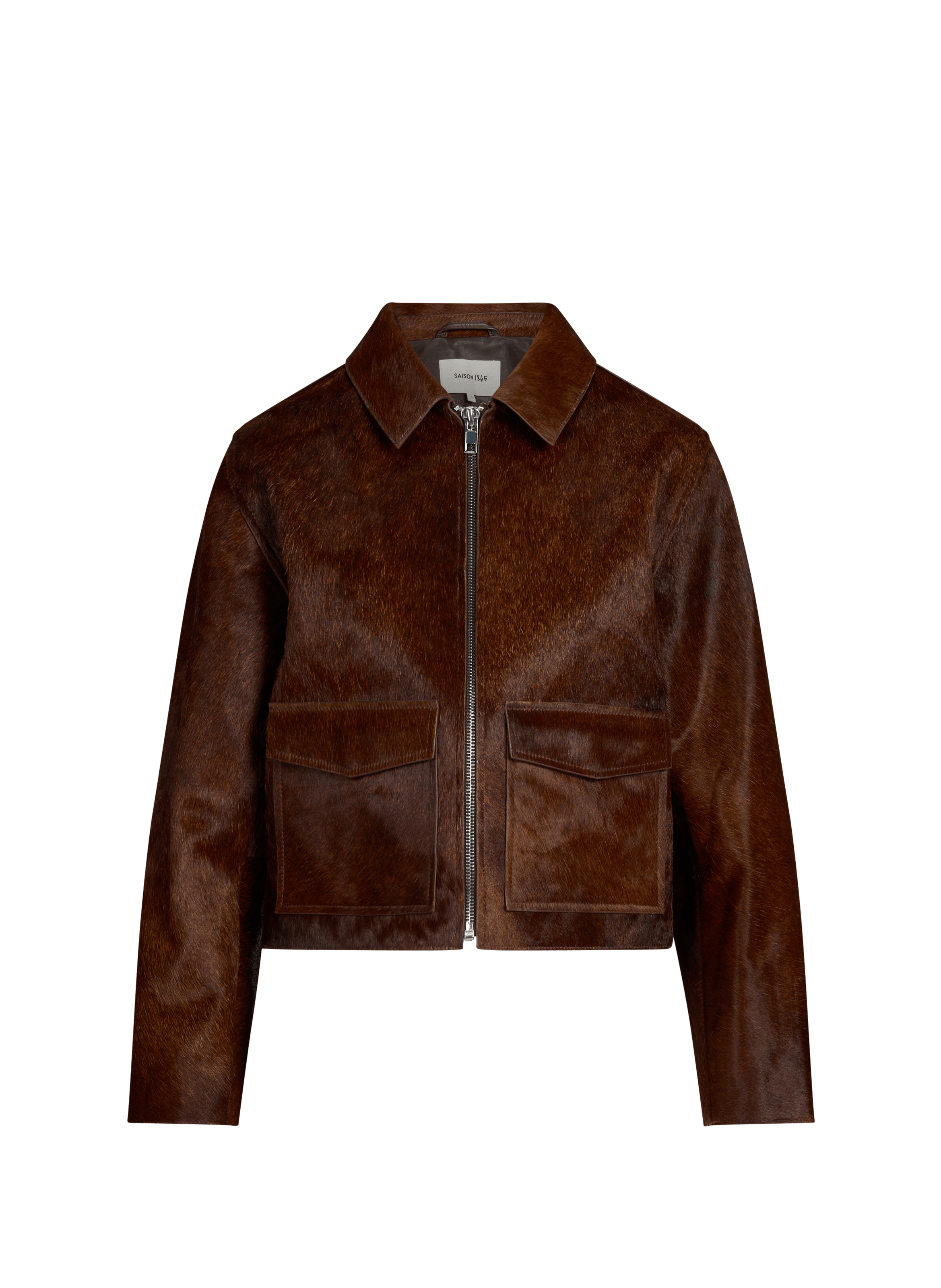 Kurze Bumiu Lederjacke aus Ponyfell SAISON 1865 Braun