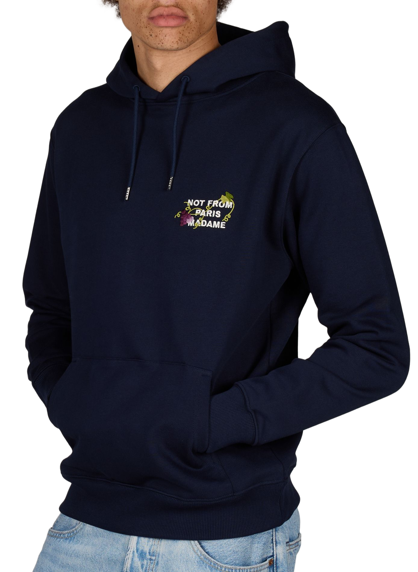 Embroidered hooded sweatshirt DROLE DE MONSIEUR Blue