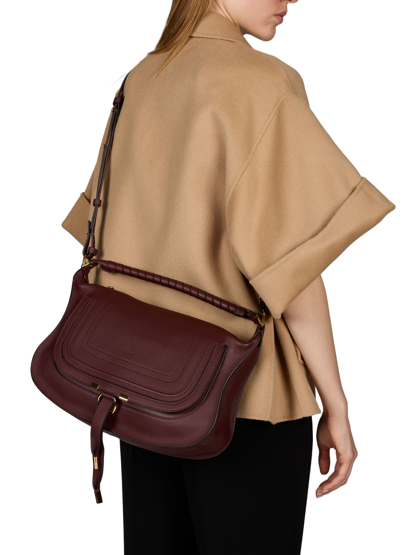 Pequeño bolso Marcie de cuero de becerro liso CHLOÉ Marrón