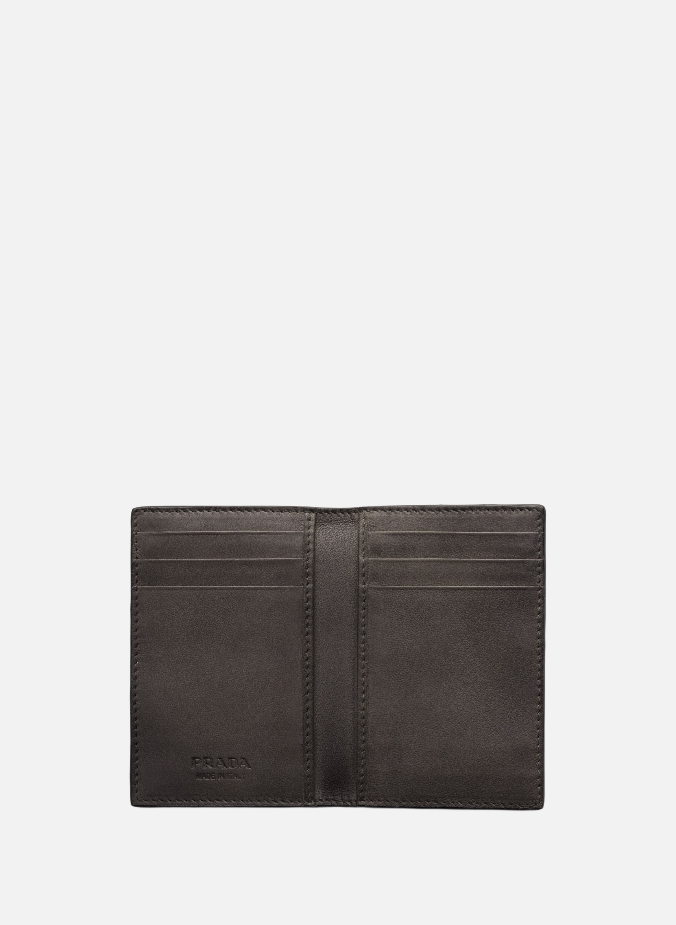 Porte-cartes en cuir vieilli PRADA Gris