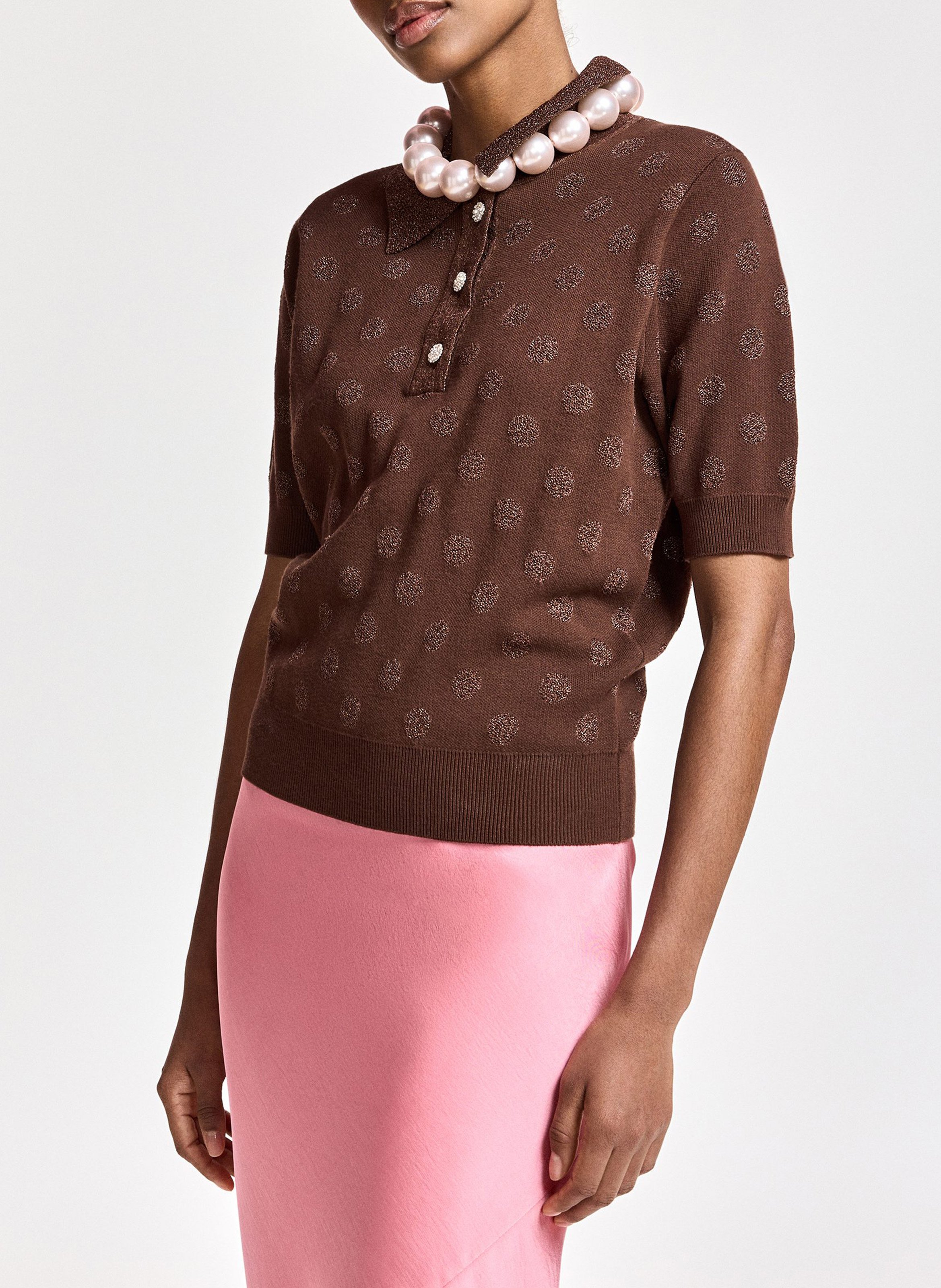 Polo droit imprimé krab ESSENTIEL ANTWERP Marron
