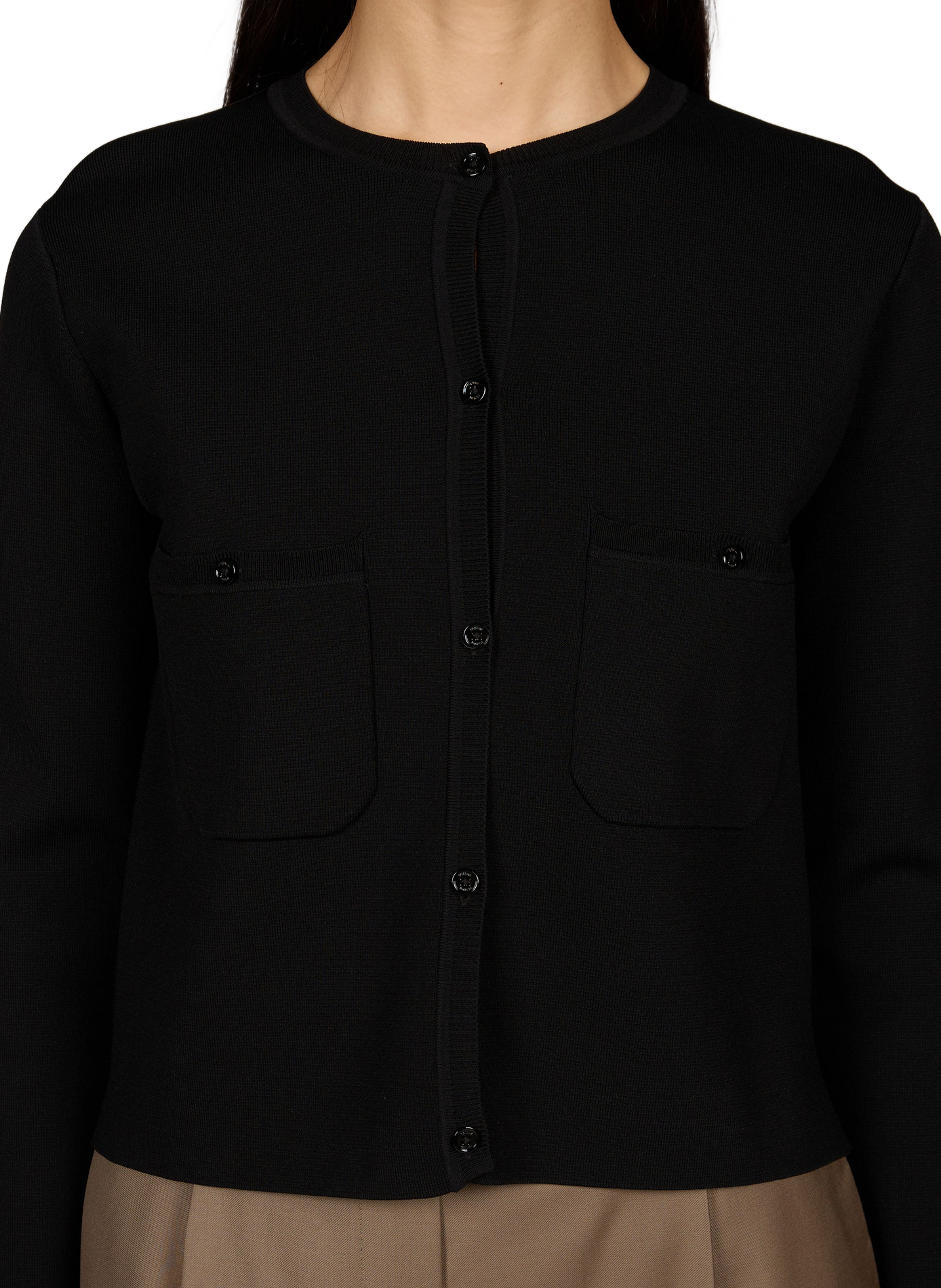 Straight vest with pockets in compact knit. TOTEME Black