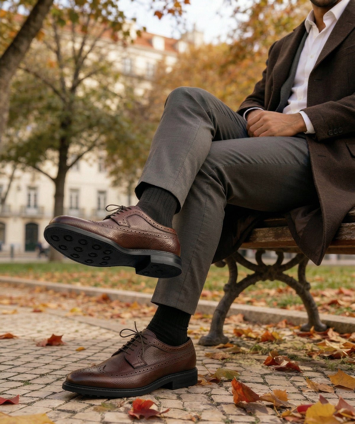 Derby cuir grainé barton FINSBURY Marron