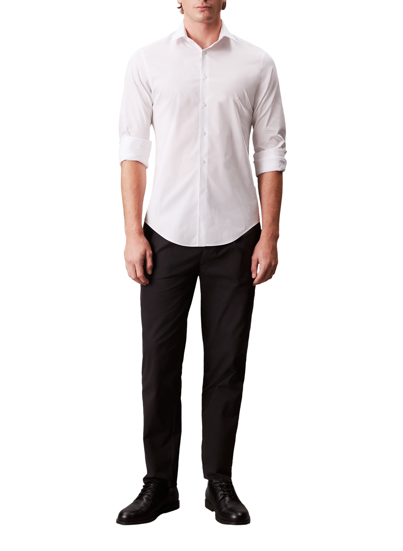 Camisa recta de algodón mezclado CALVIN KLEIN Blanco