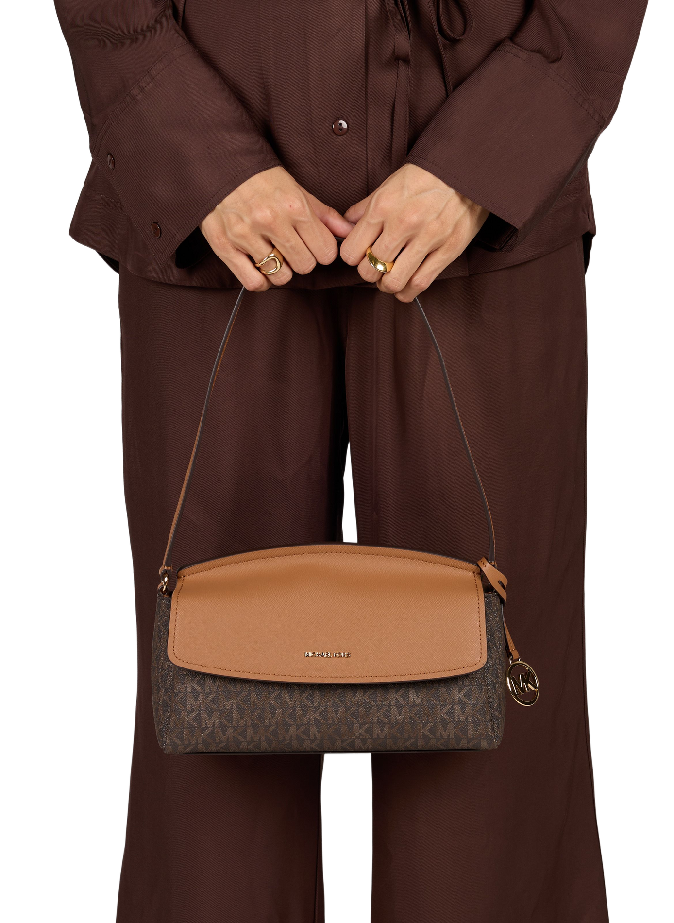 Strukturierte Landry Handtasche mit Logodruck MICHAEL KORS Braun