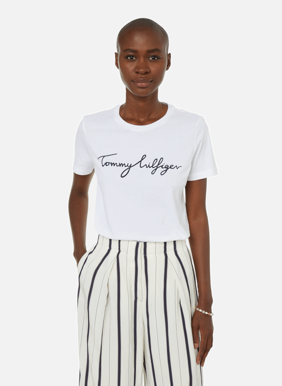TOMMY HILFIGER T-shirt à logo en coton Blanc