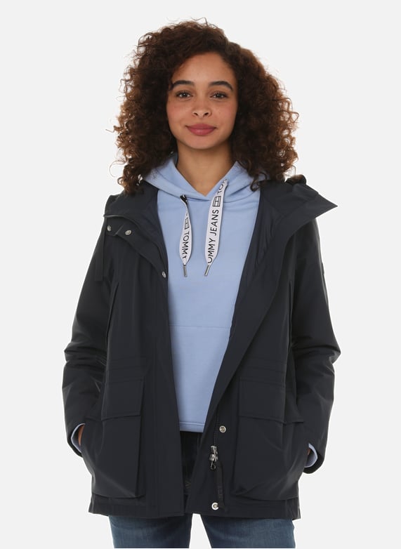 Veste impermeable a capuche Bleu