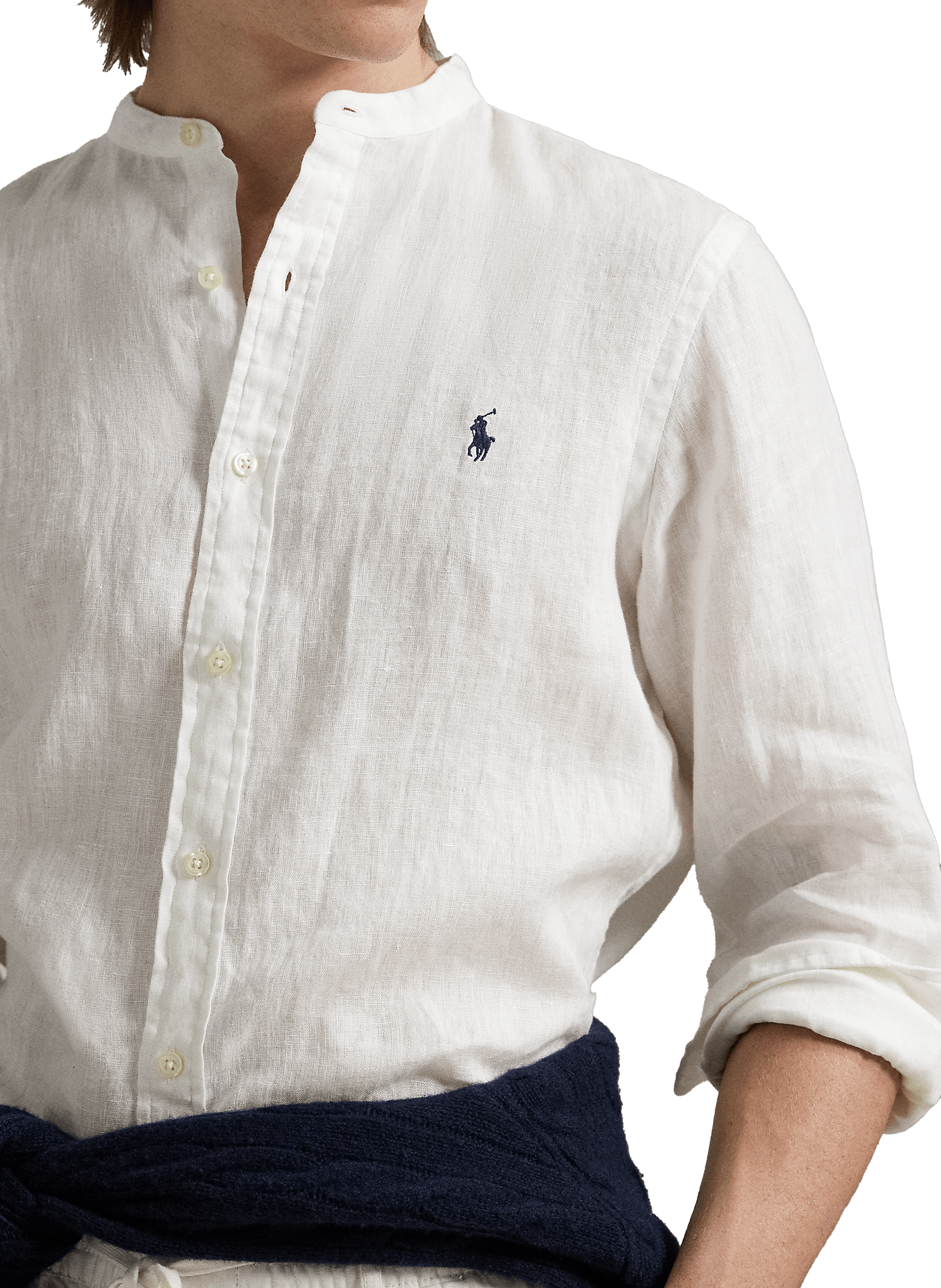 Linen mandarin collar shirt POLO RALPH LAUREN White