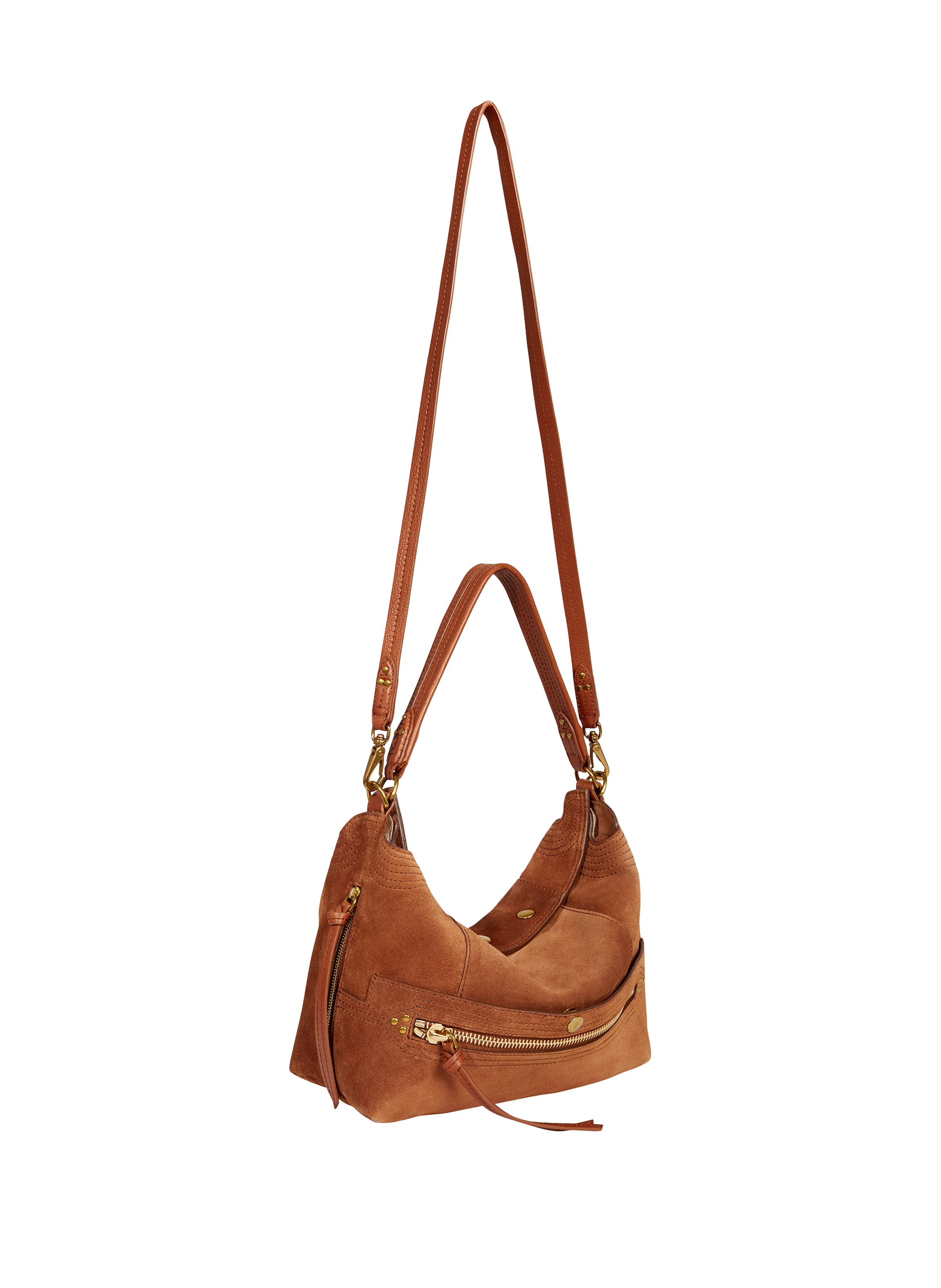 Lucky Hobo handbag in suede leather JÉRÔME DREYFUSS Brown
