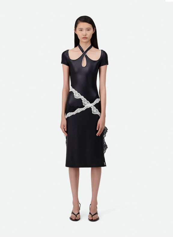Robe midi à col croisé Noir by VAILLANT VAILLANT Robe midi à col croisé Noir