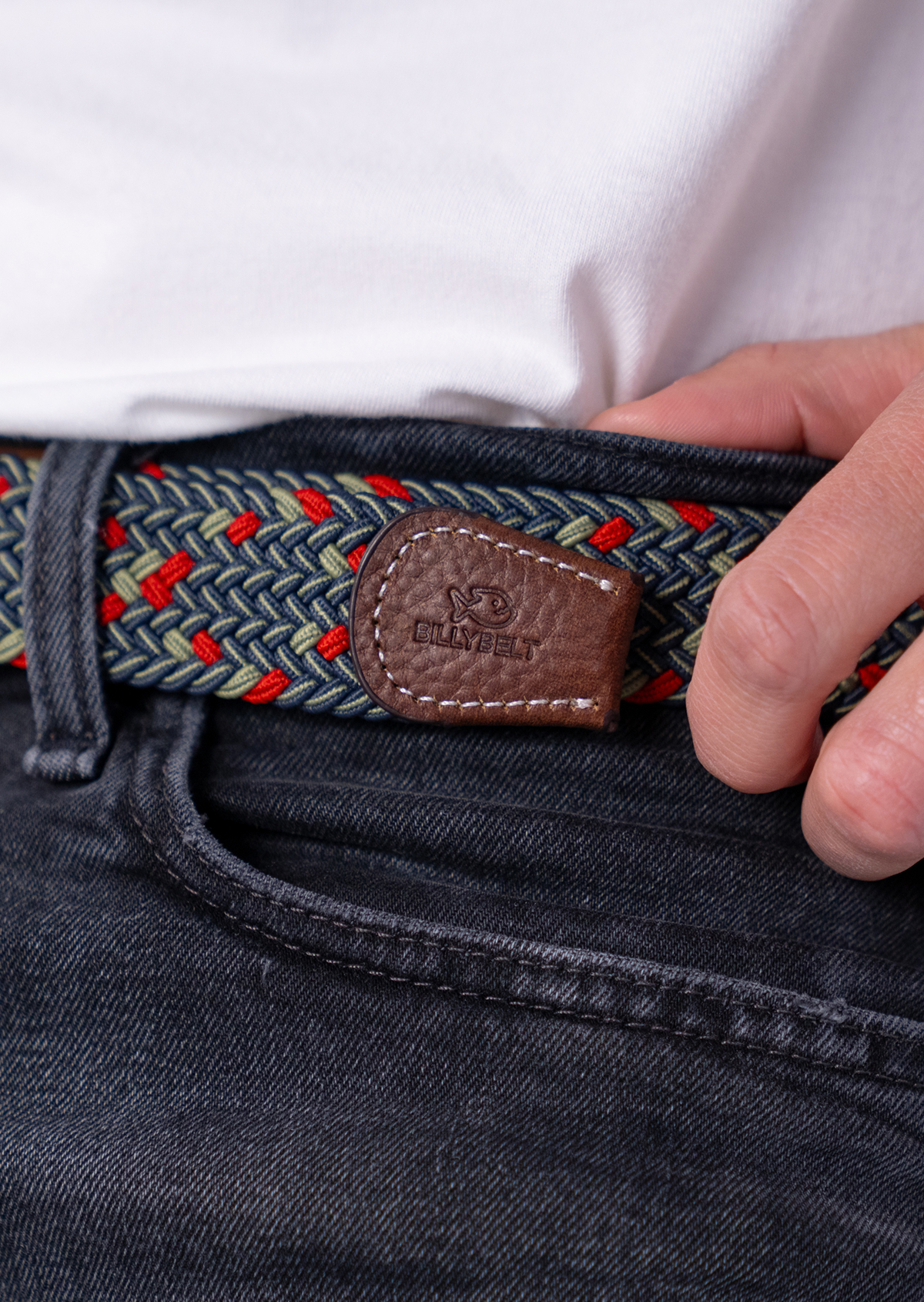 Ceinture tressée élastique multicolore BILLYBELT Vert