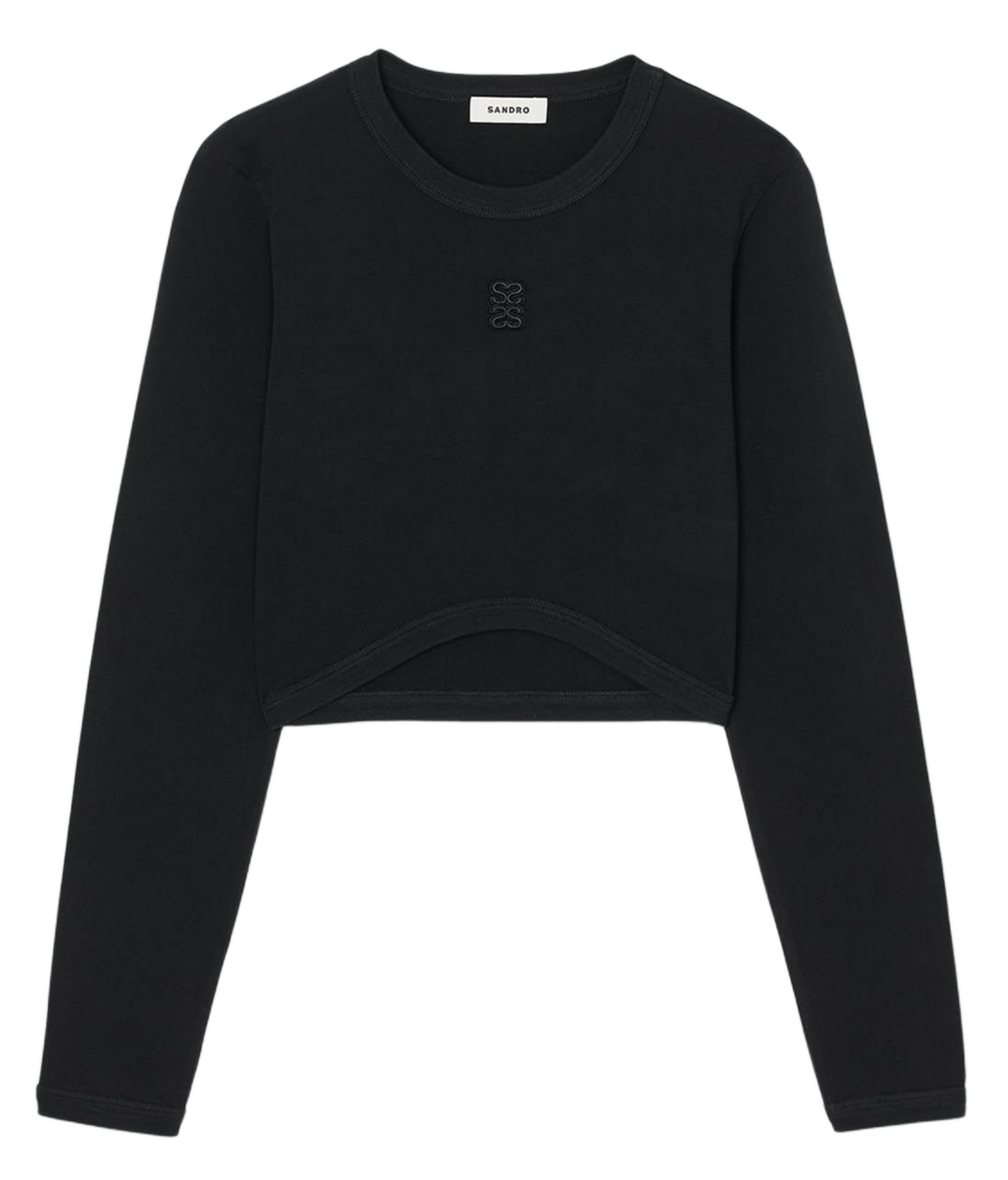 Pull col rond en coton mélangé SANDRO Noir