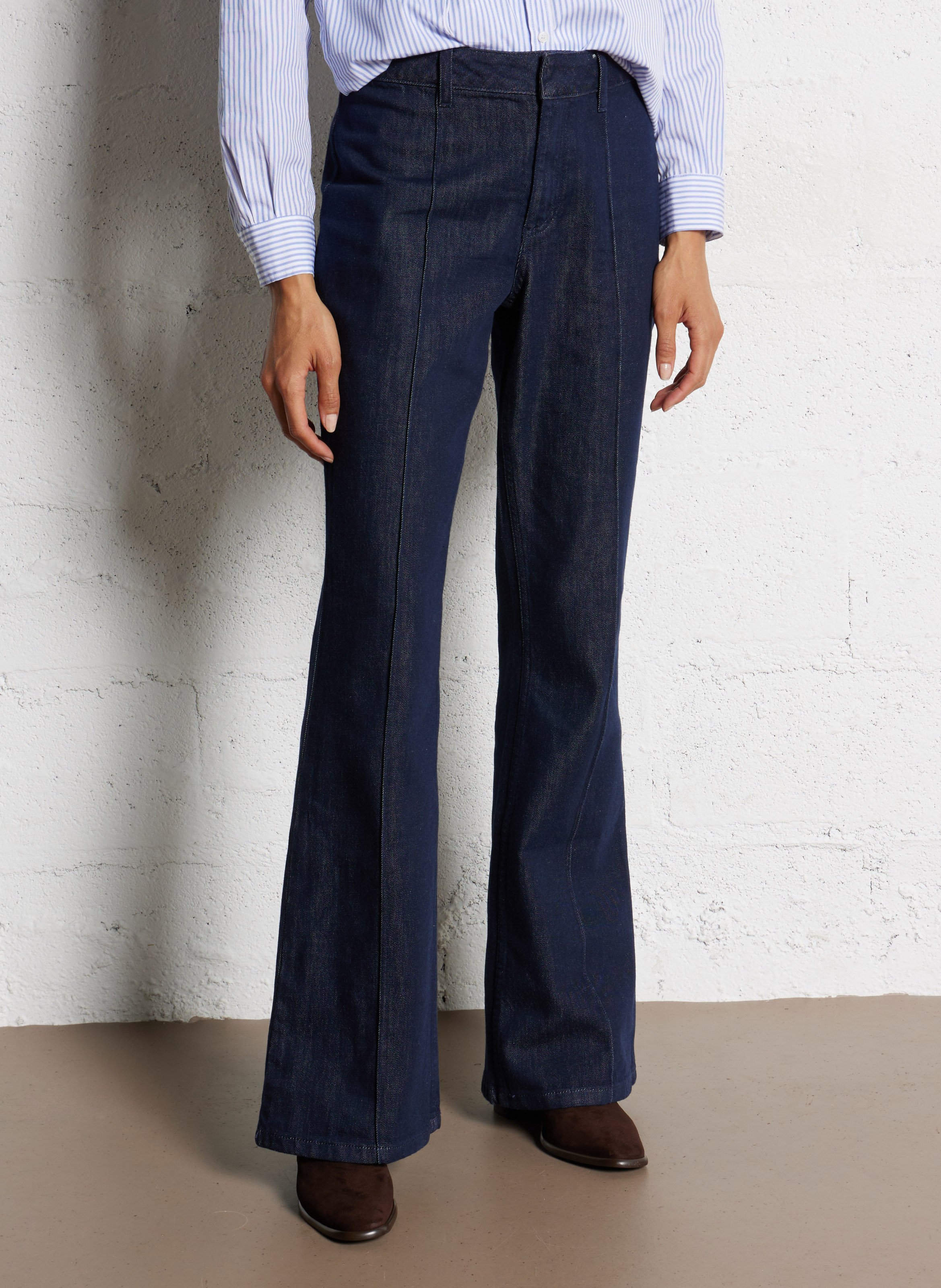 IKKS Jean flare en coton mélangé thelma Bleu
