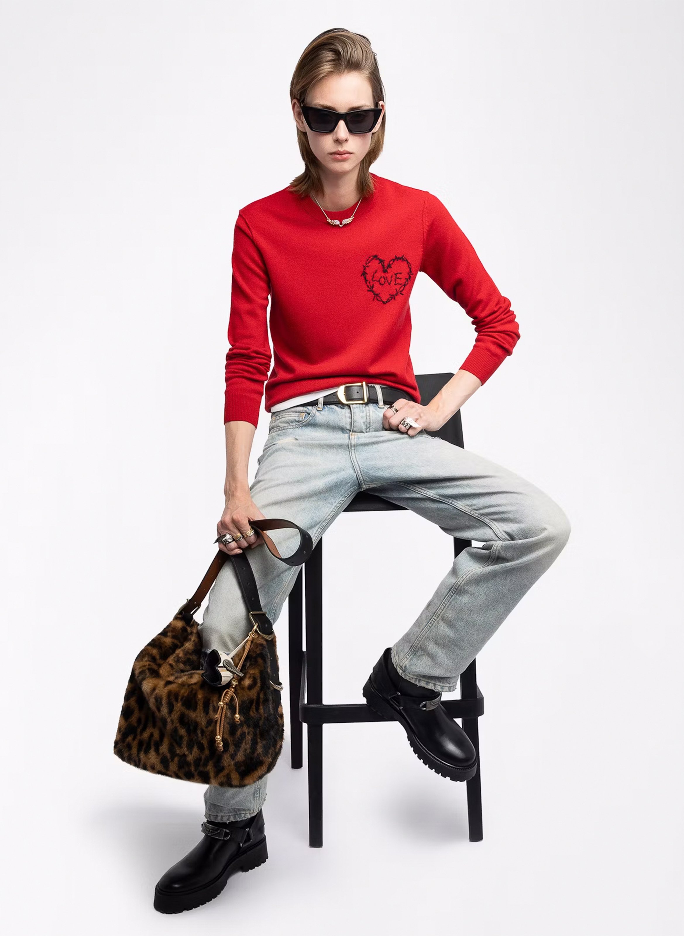 Sac bandoulière léopard jane ZADIG&VOLTAIRE Marron