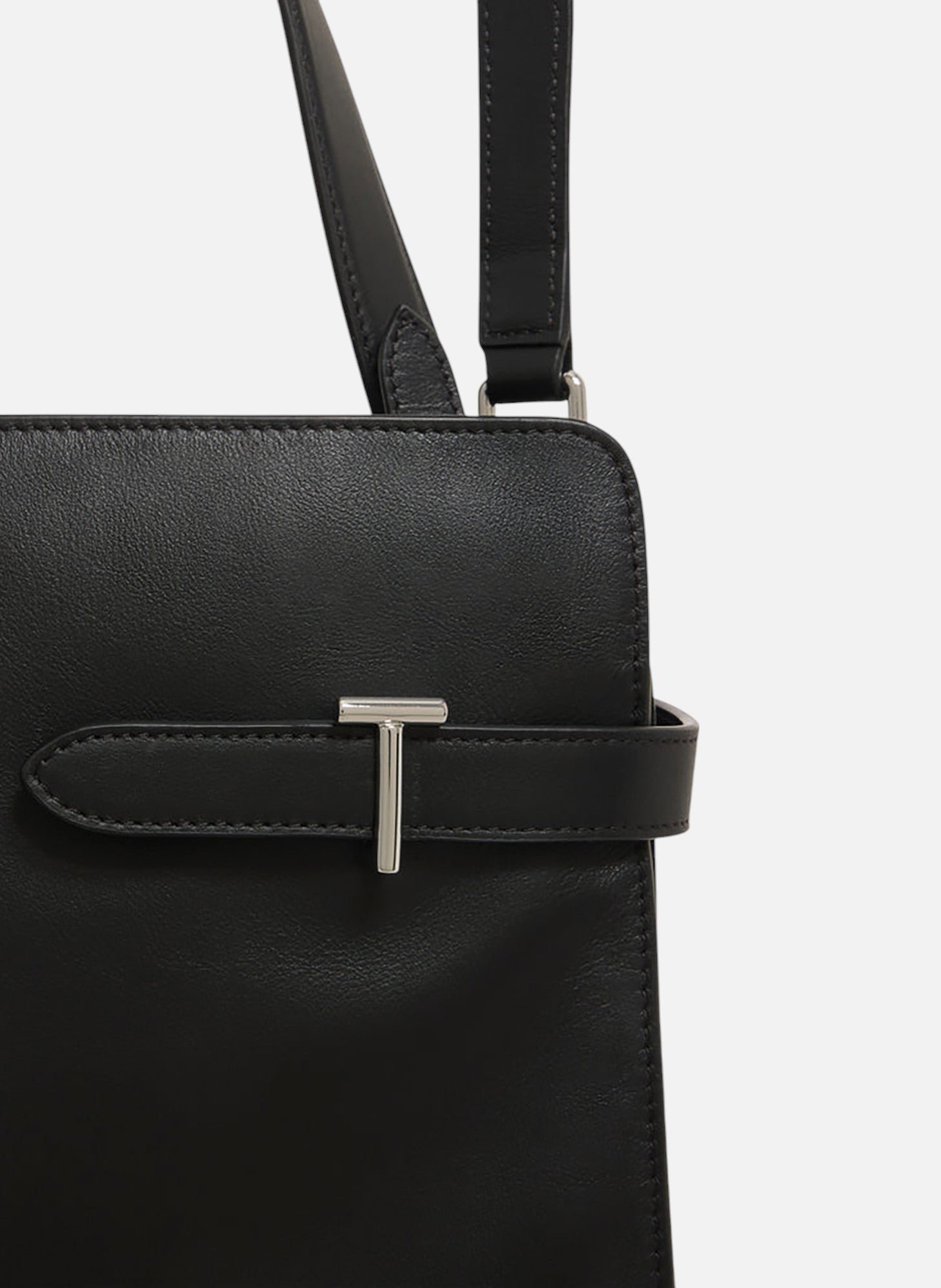 Sac porté épaule grand modèle emie en cuir lisse et nubuck Noir