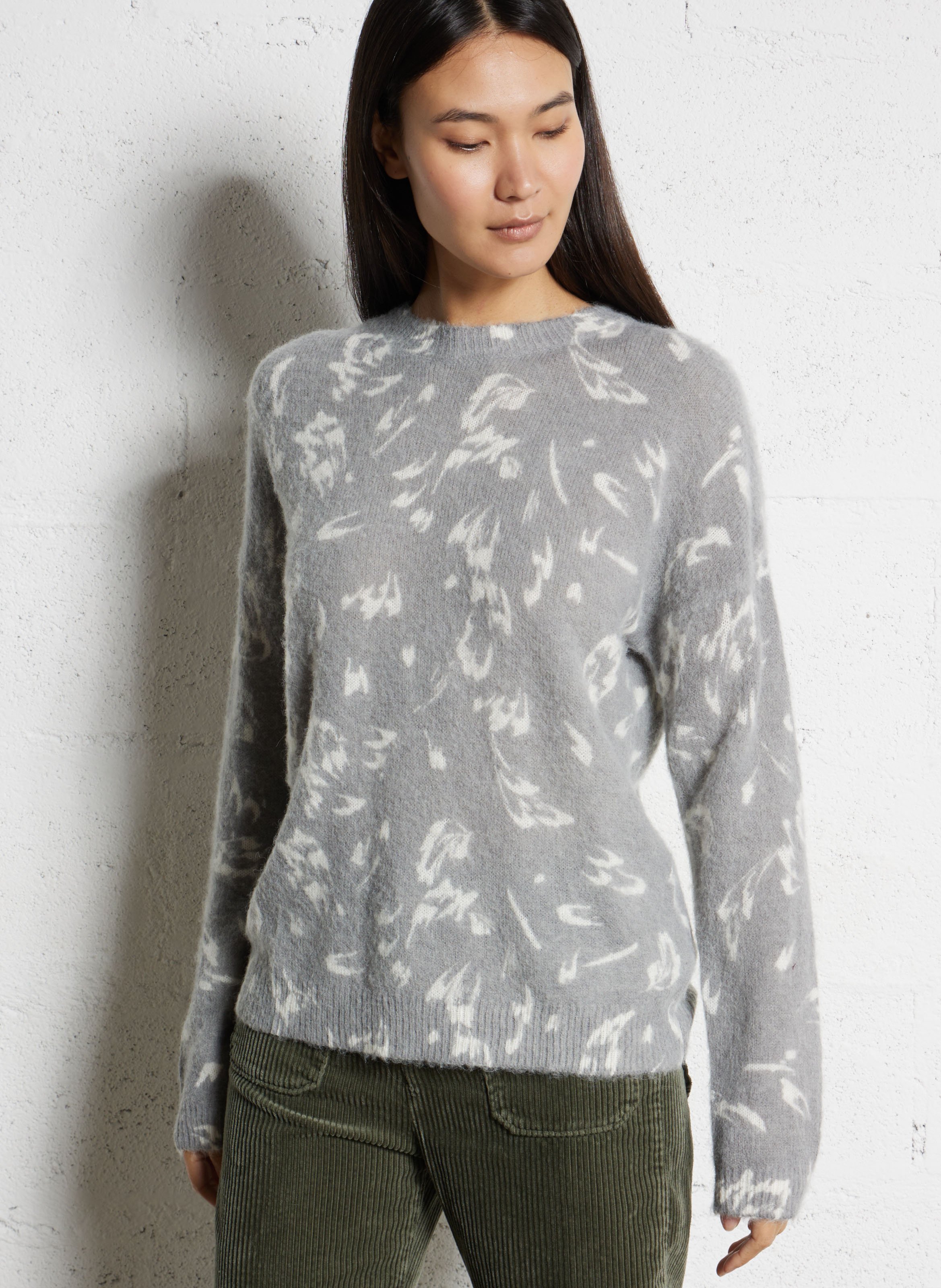 Pull col rond en laine mélangée IKKS Gris