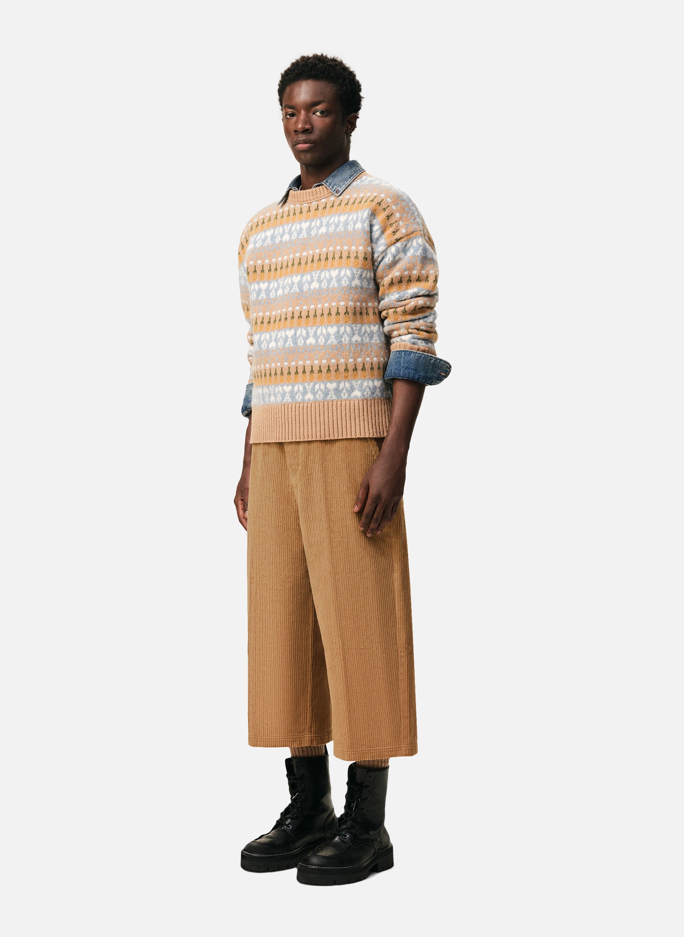 Bermuda large en velours côtelé en coton AMI PARIS Marron