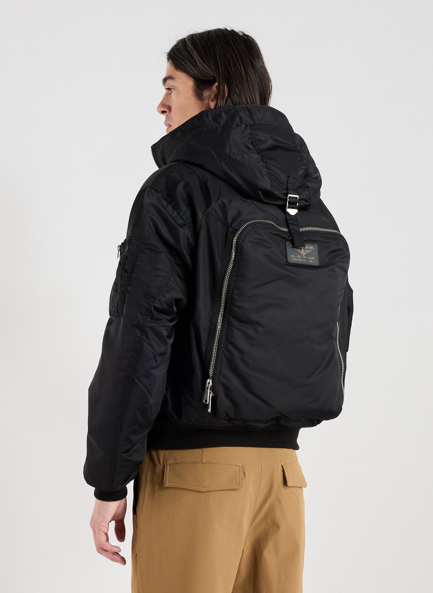Blouson à capuche avec sac à dos intégré SCHOTT Noir