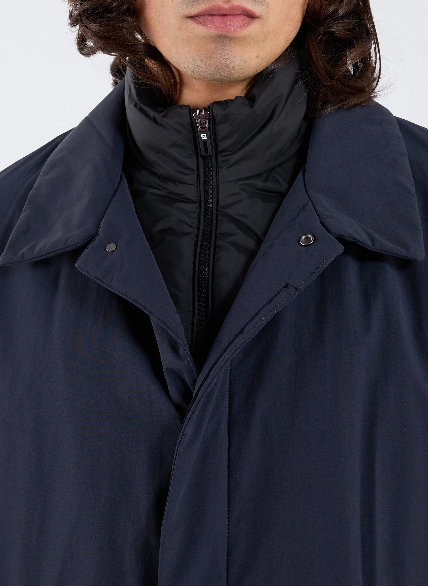Mid-length parka with high collar KRAKATAU Blue