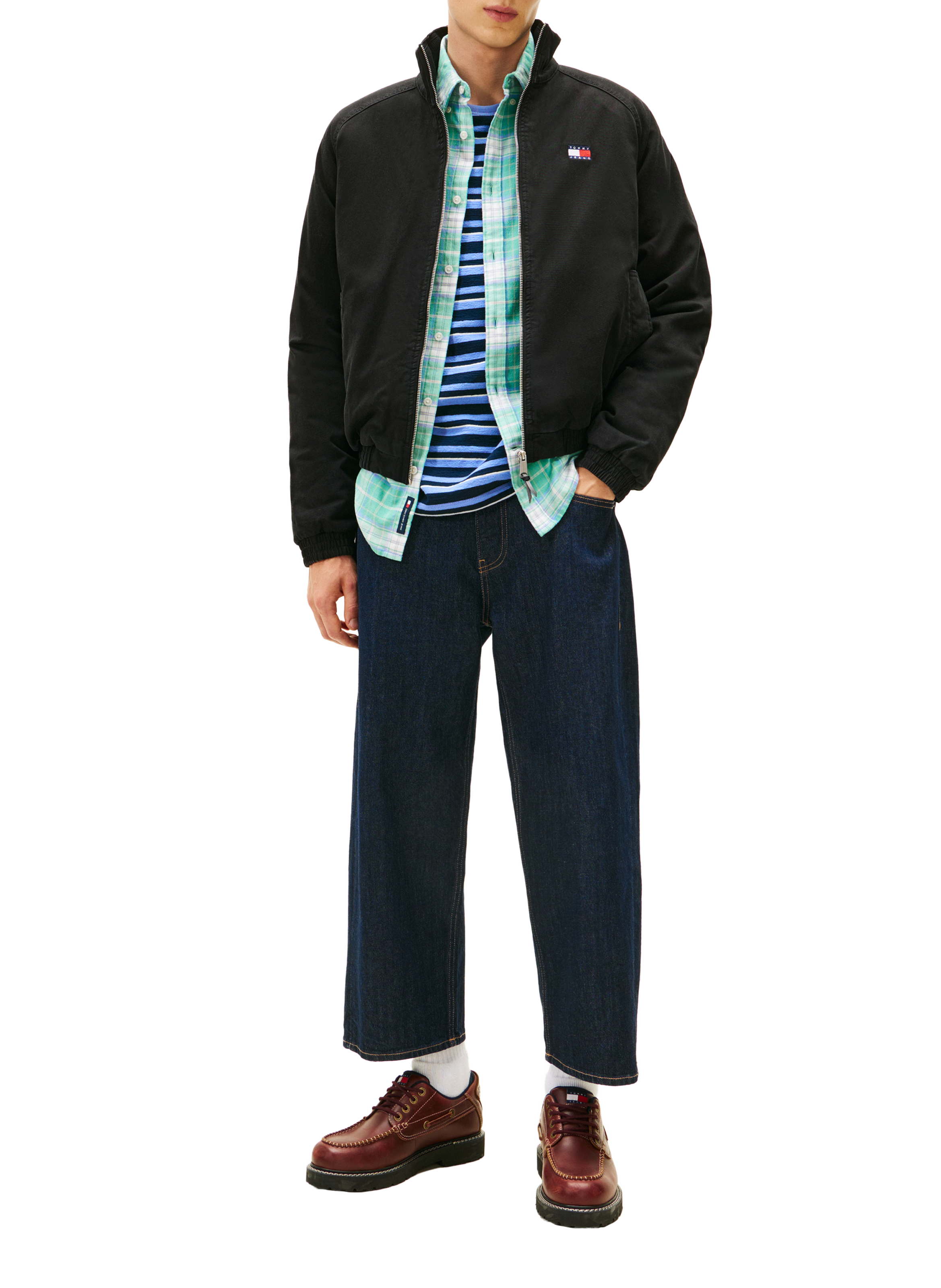 Oversized high neck cotton jacket TOMMY HILFIGER Black