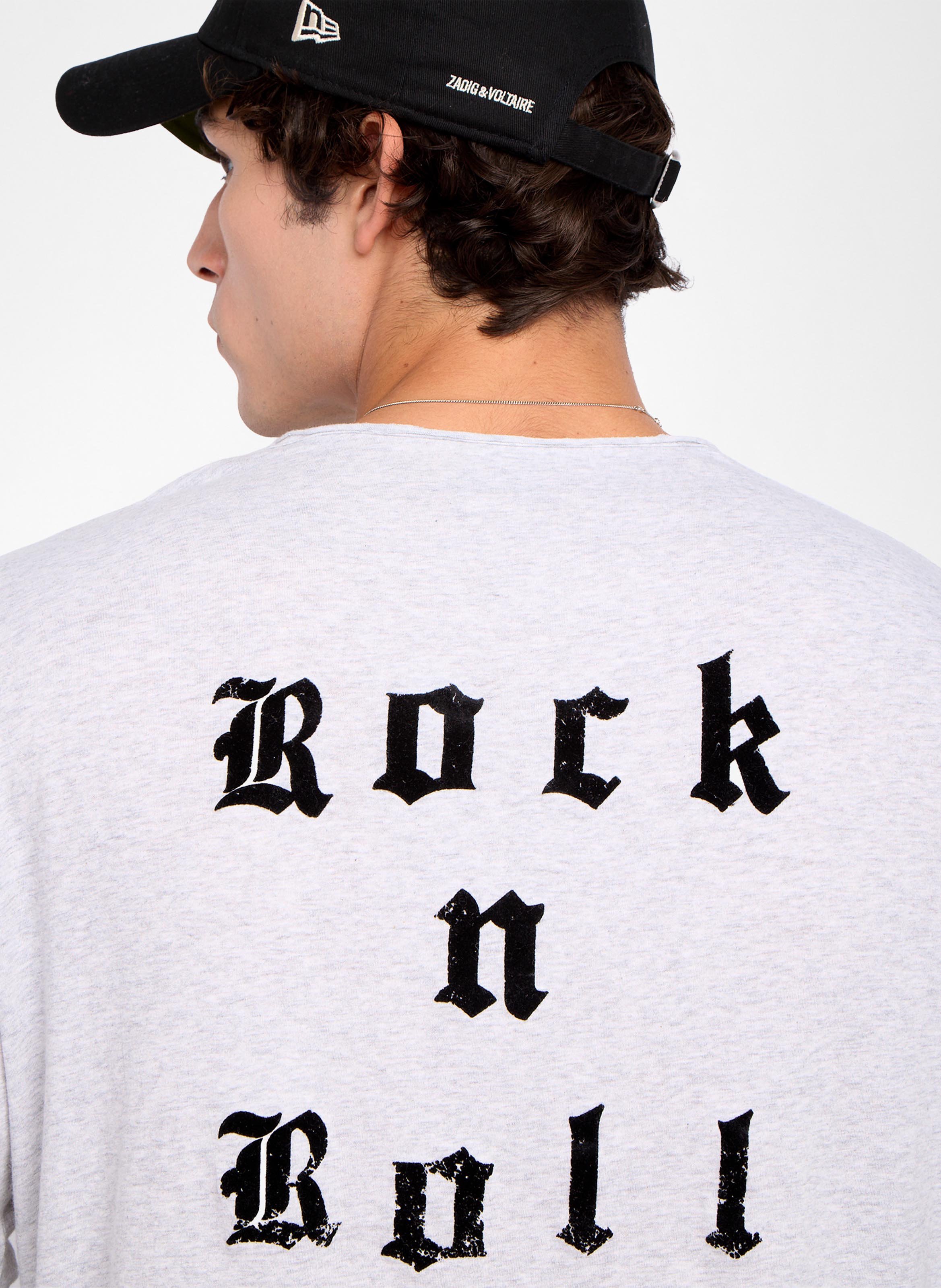 Tee-shirt droit col tunisien en coton monastir ZADIG&VOLTAIRE Gris