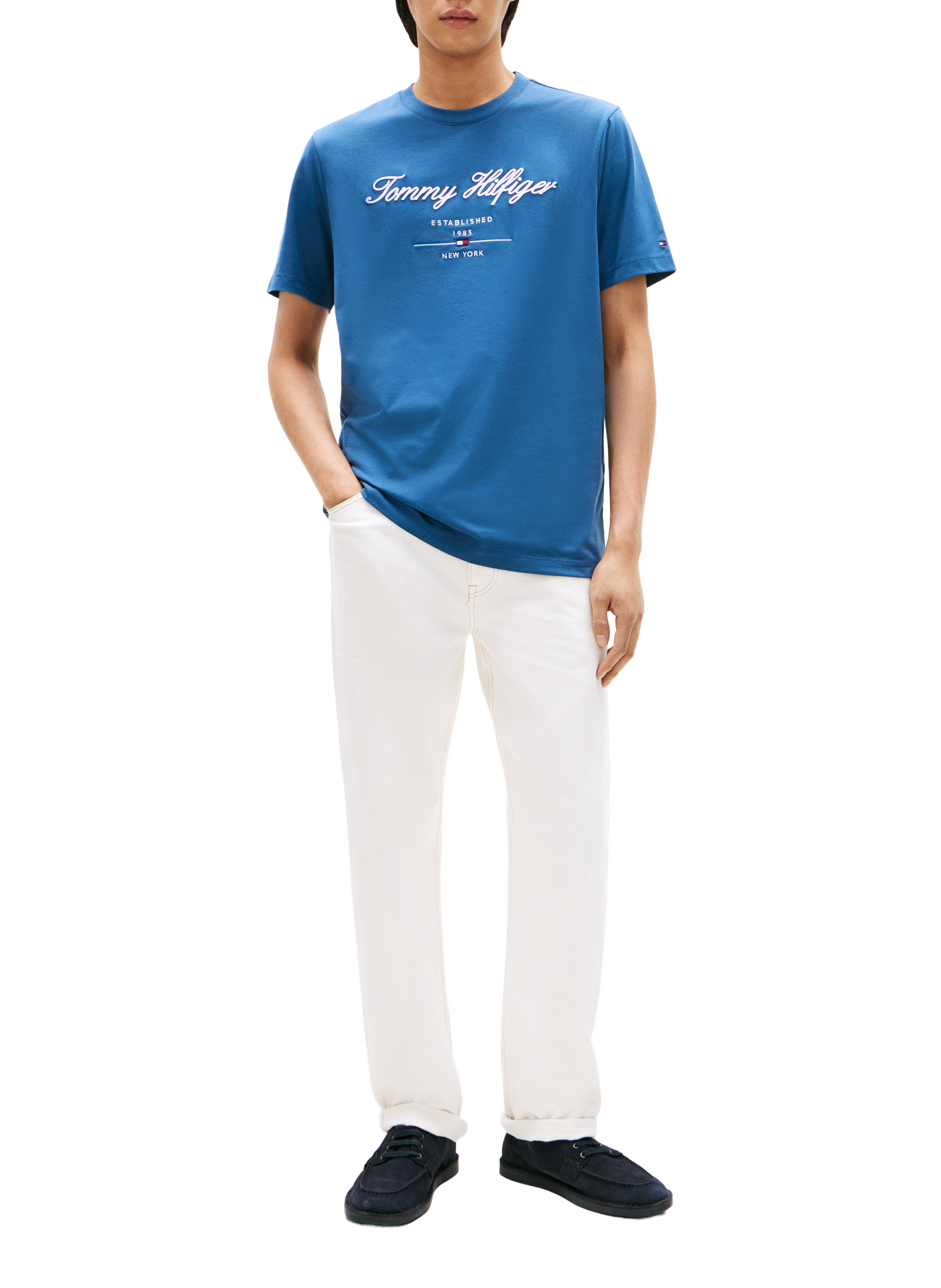 Short-sleeve t-shirt with embroidered logo TOMMY HILFIGER Blue