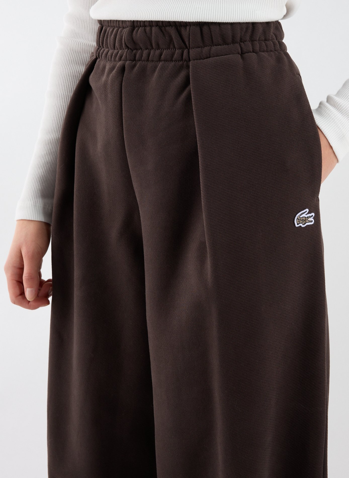 Pantalon de survêtement large en molleton LACOSTE Marron
