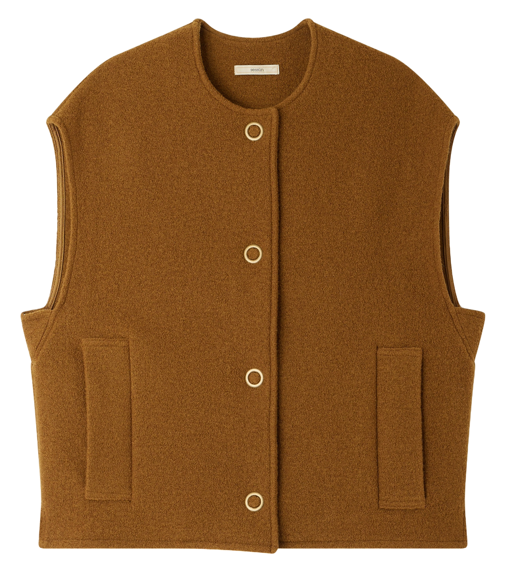 Gilet droit col rond en laine hanzo SESSUN Marron