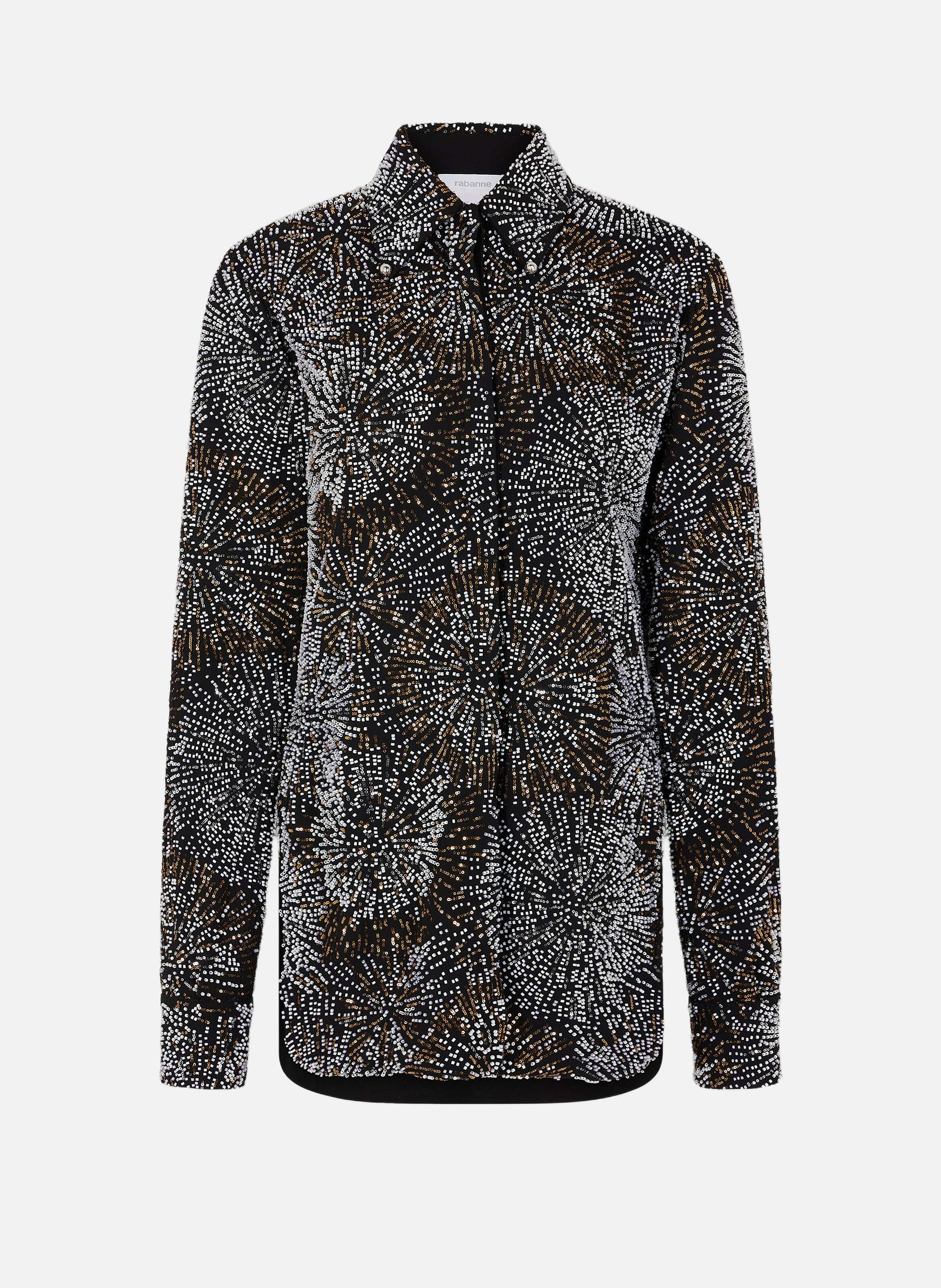 Chemise en crêpe avec broderies de perles RABANNE Noir