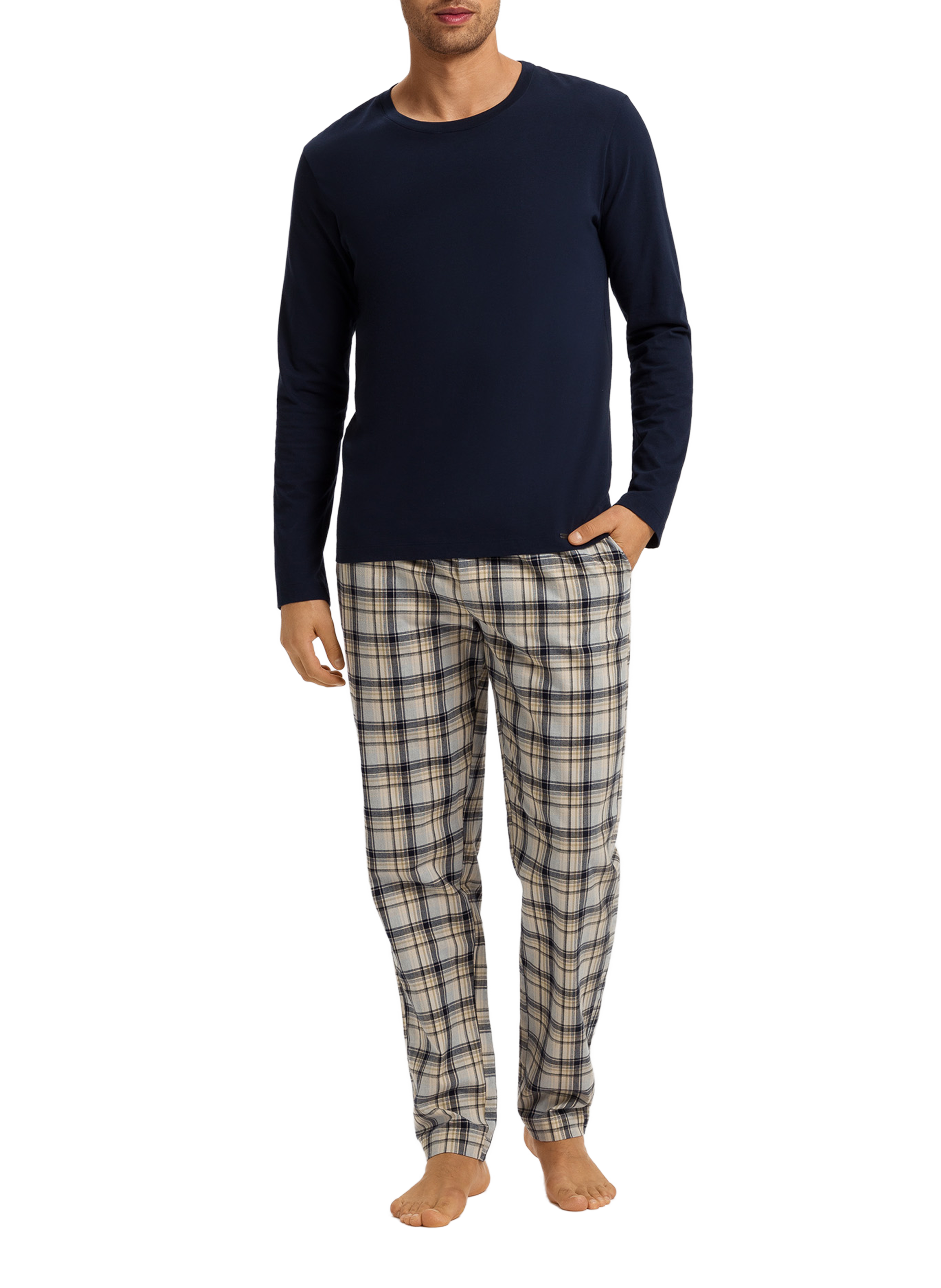 Pantalon de pyjama en coton HANRO Bleu