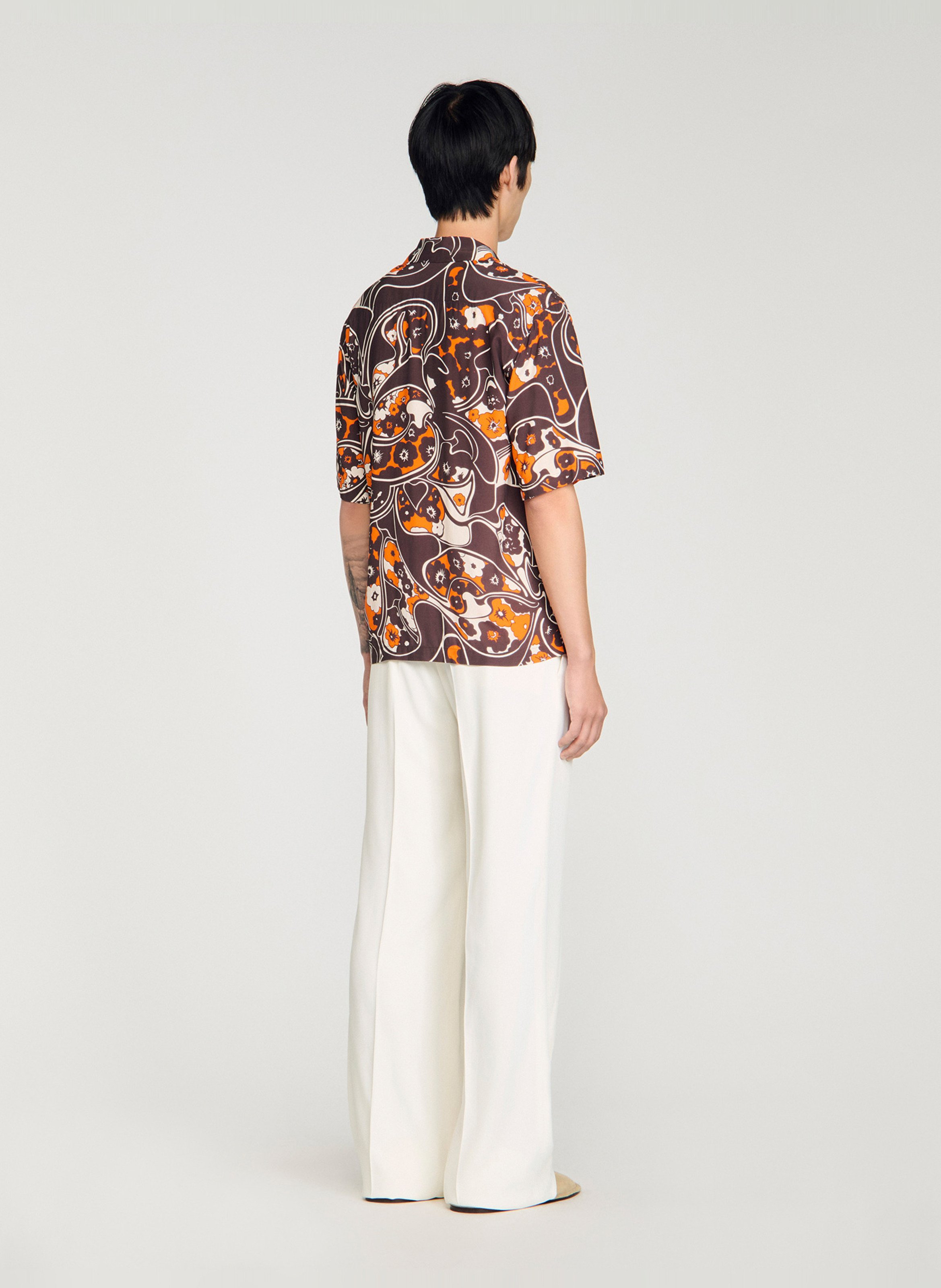Chemise à imprimé floral SANDRO Marron