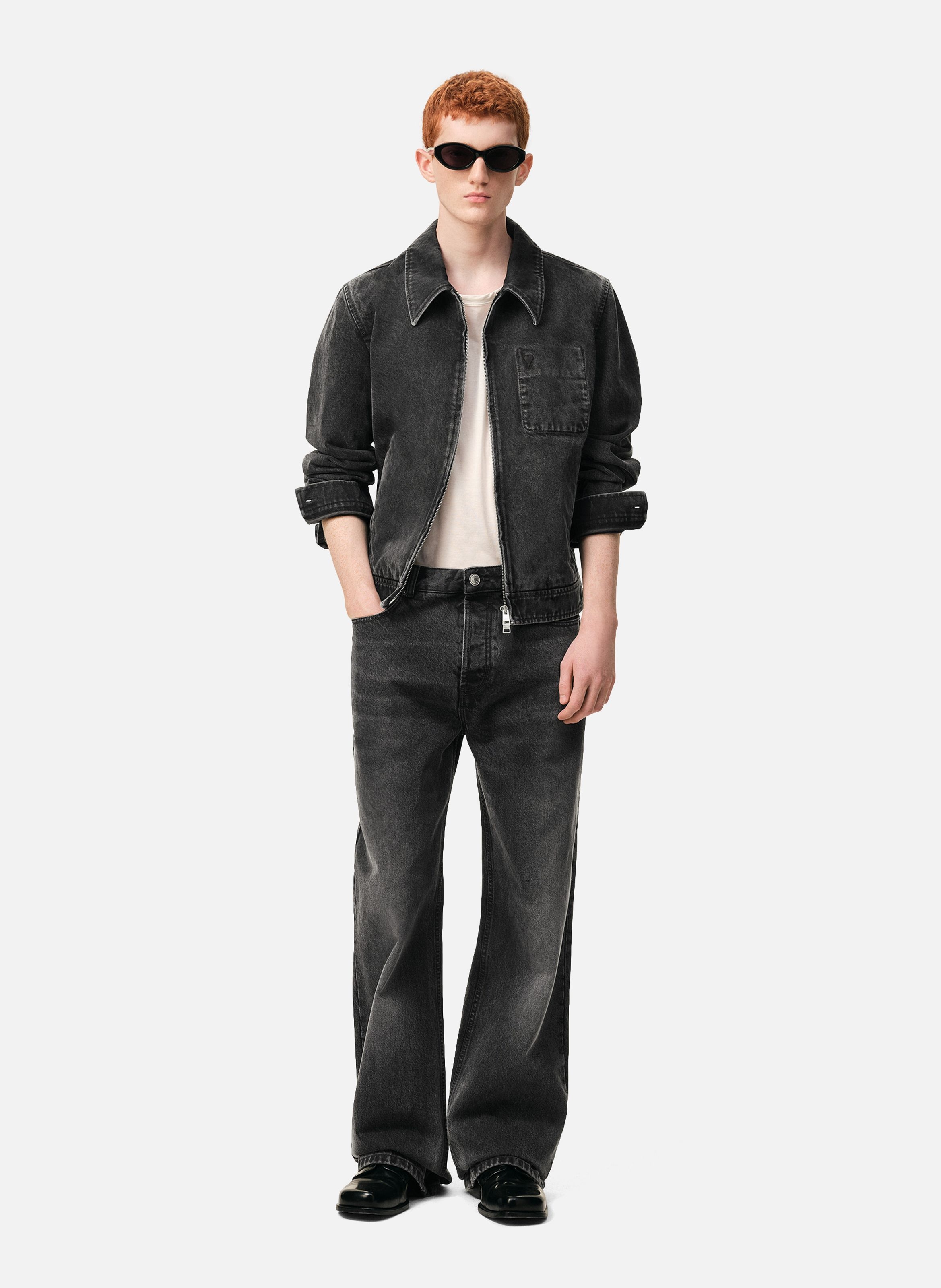 Jean coupe large en coton AMI PARIS Gris