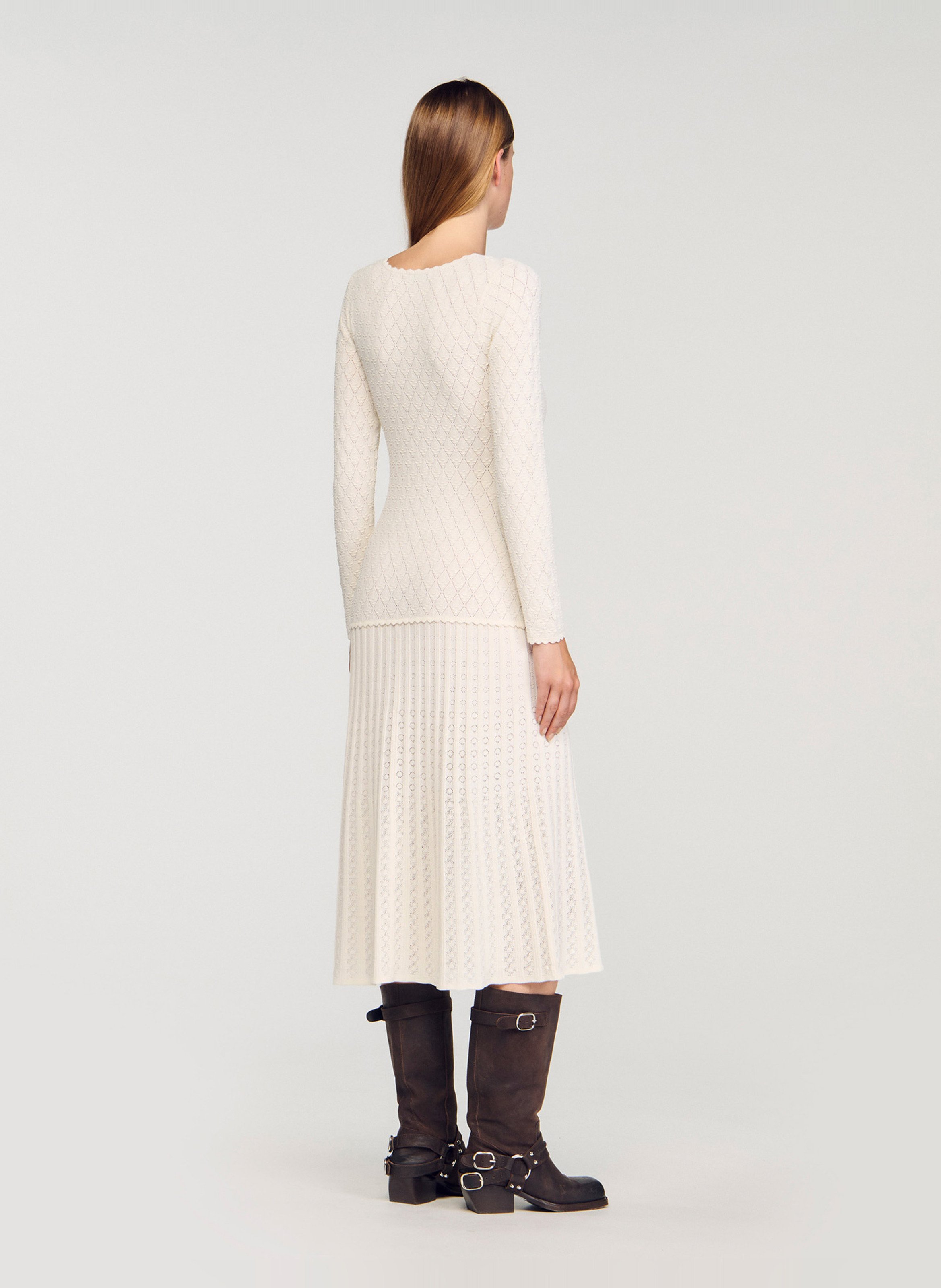 Robe longue col v SANDRO Beige