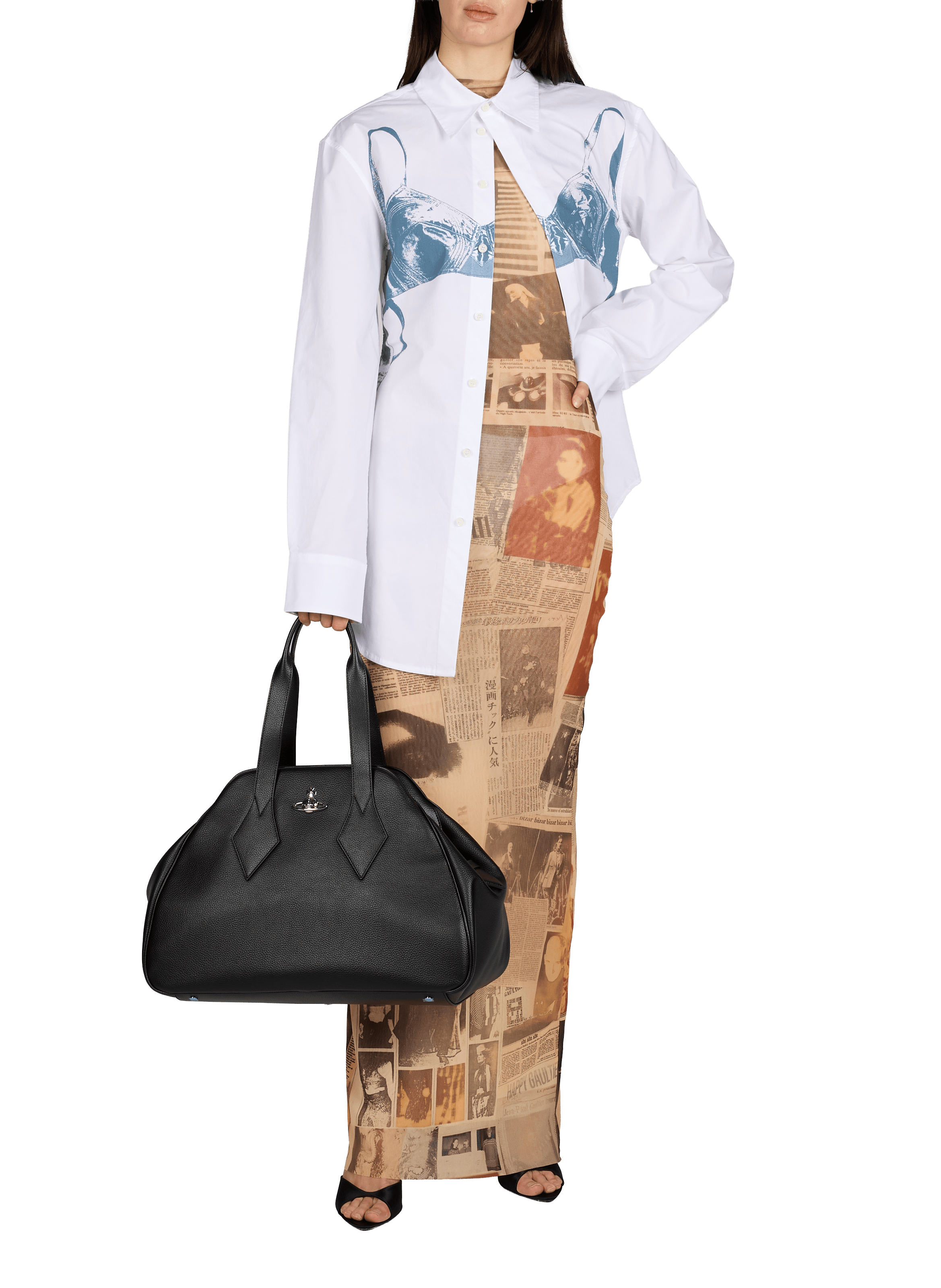 Fitted shirt with printed bra in cotton blend JEAN PAUL GAULTIER White