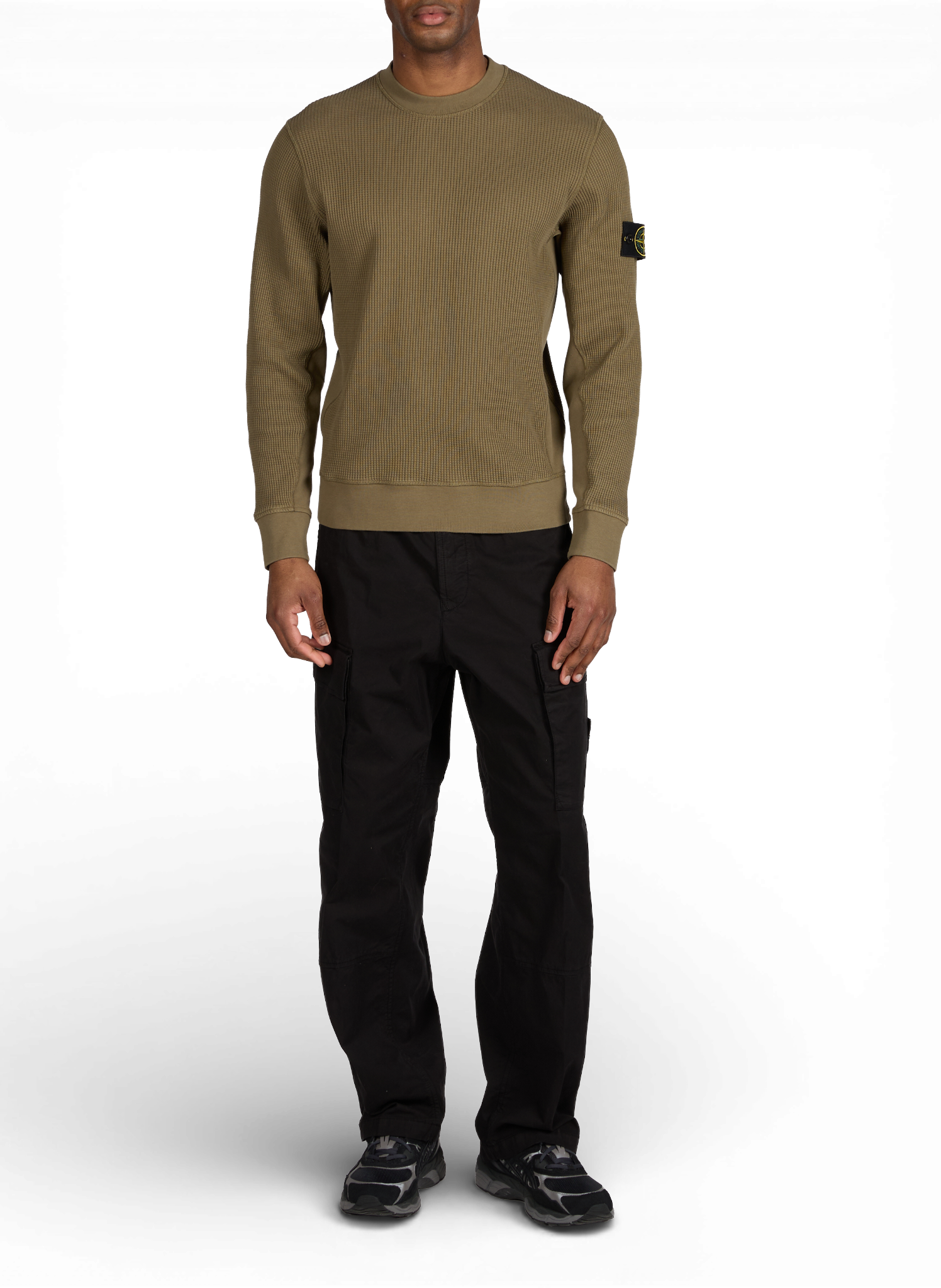 Sweatshirt texturé en coton mélangé STONE ISLAND Kaki