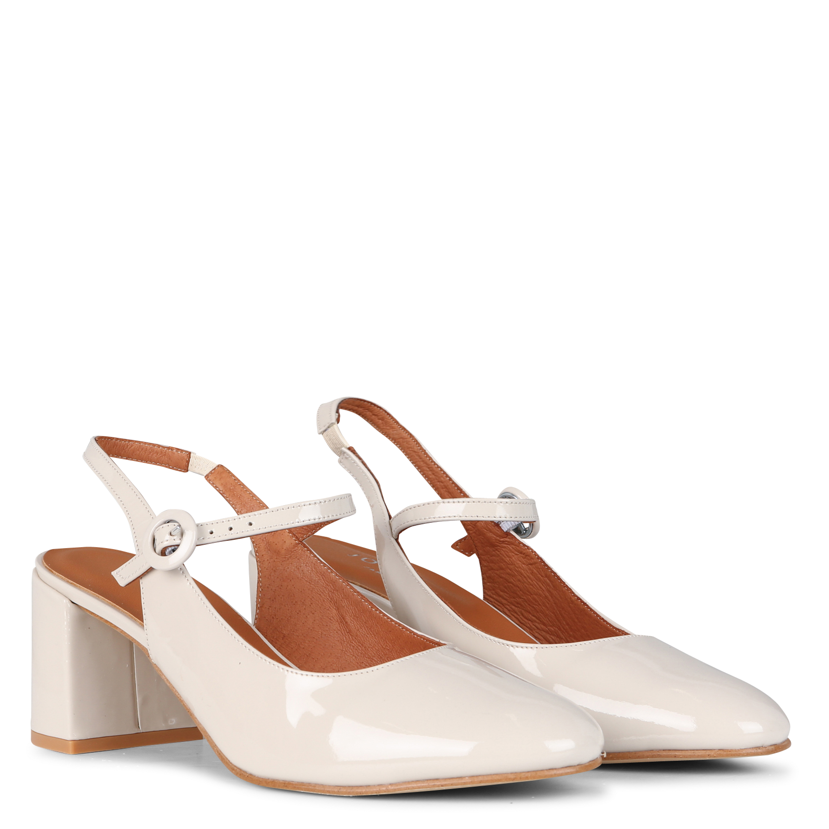 Escarpins slingback en cuir vernis dollar JONAK Blanc
