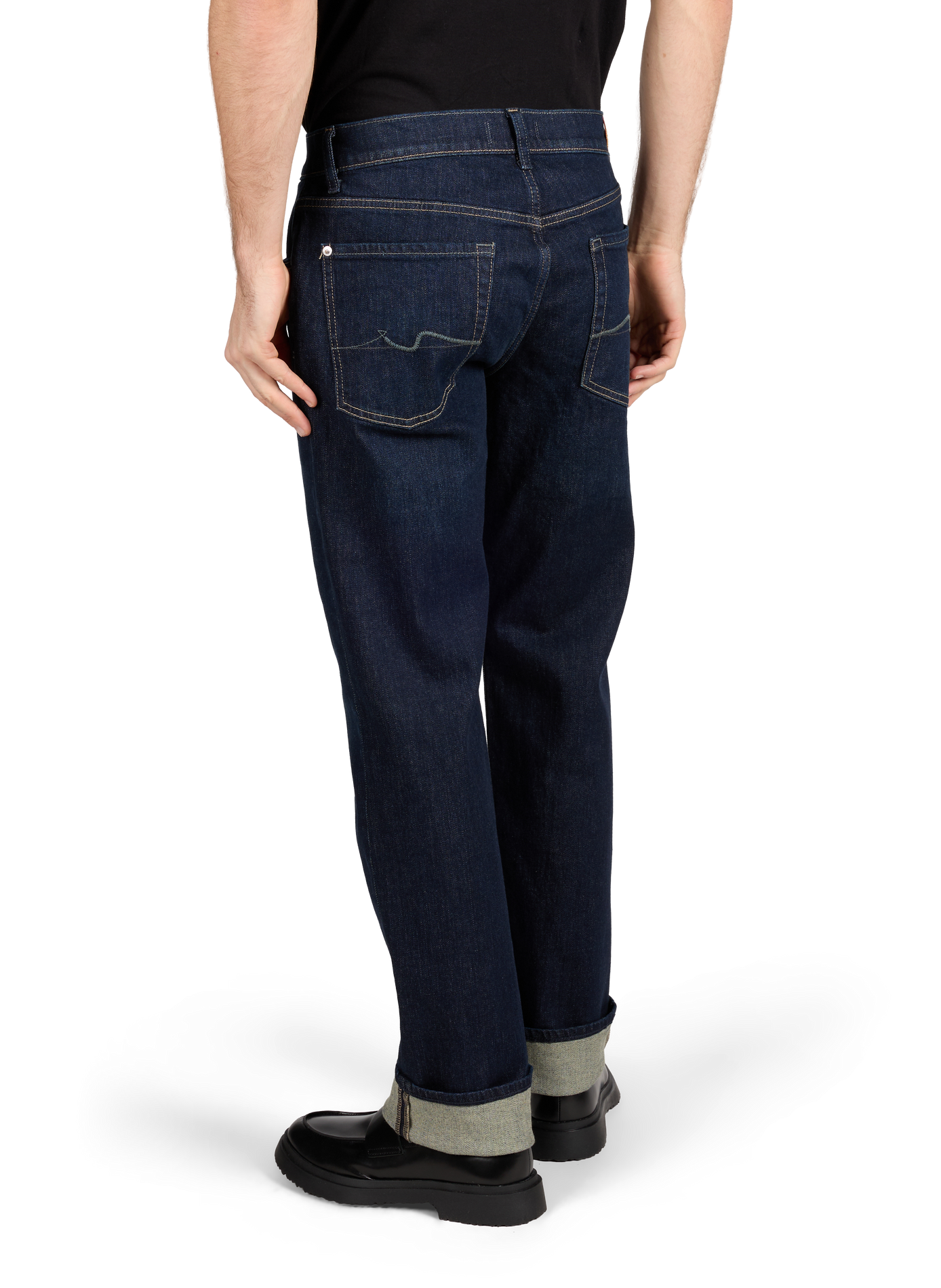 Jean droit en coton mélangé 7 FOR ALL MANKIND Bleu