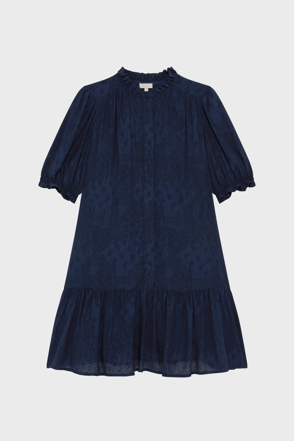 Robe droite à volants imprimé jacquard - anja PABLO Bleu