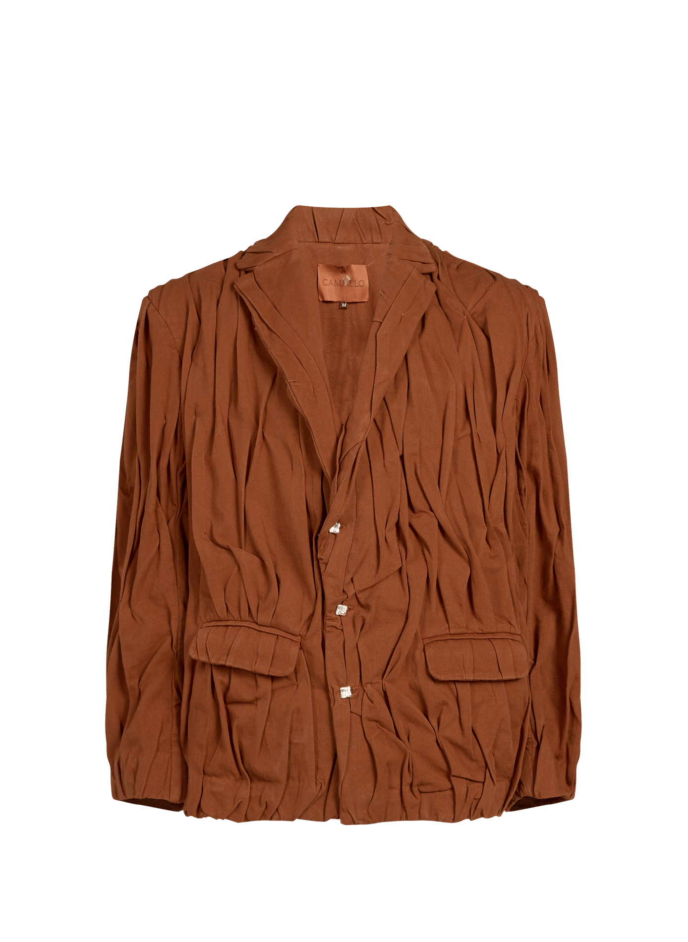 Storm blazer in pleated cotton denim CAMPILLO Brown
