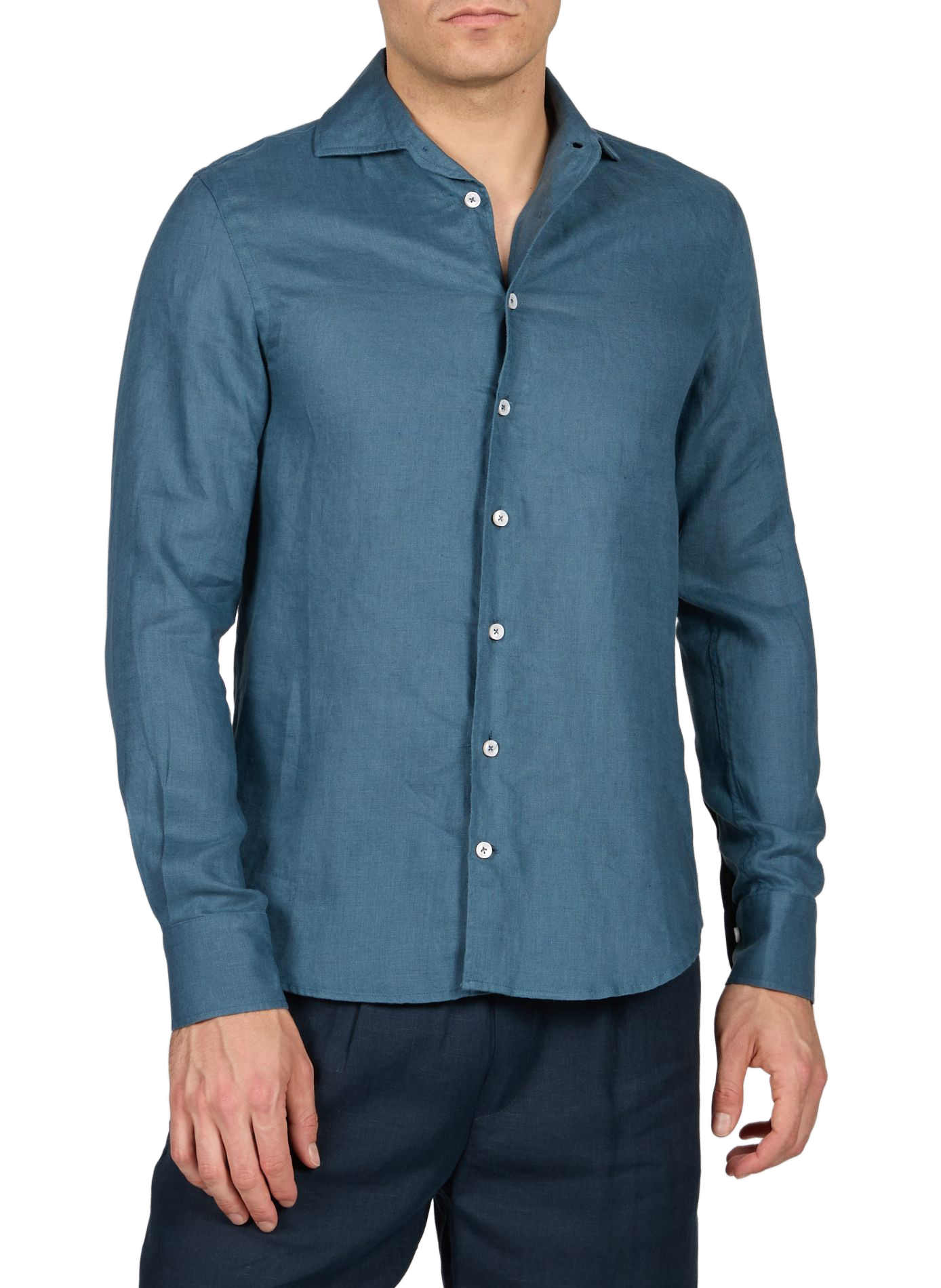 Straight linen shirt AURELIEN Green