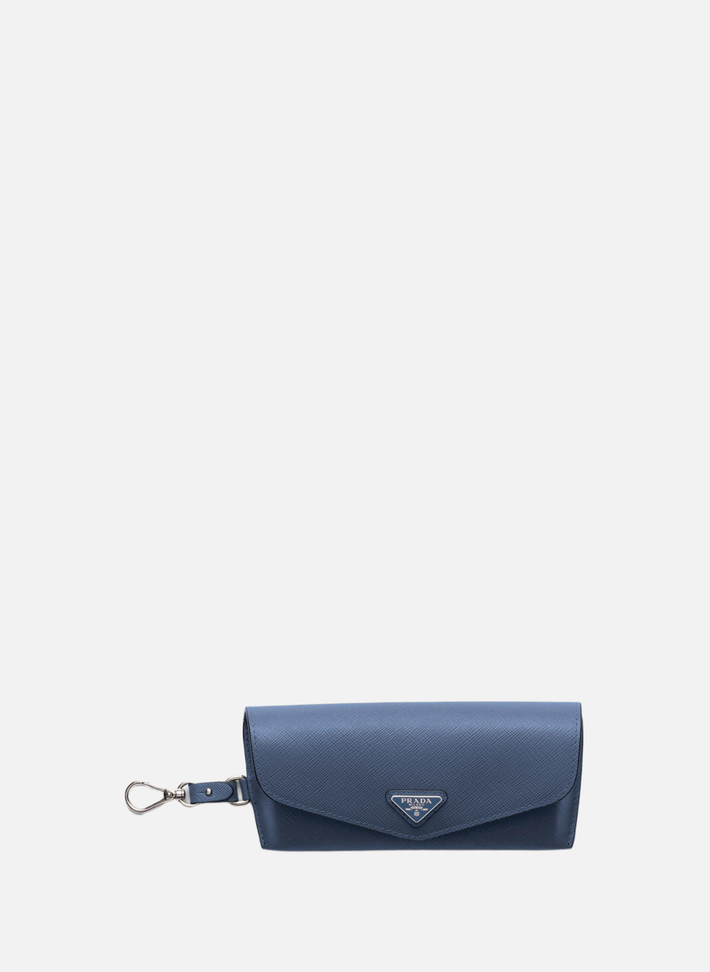 Étui à lunettes en cuir saffiano PRADA Bleu