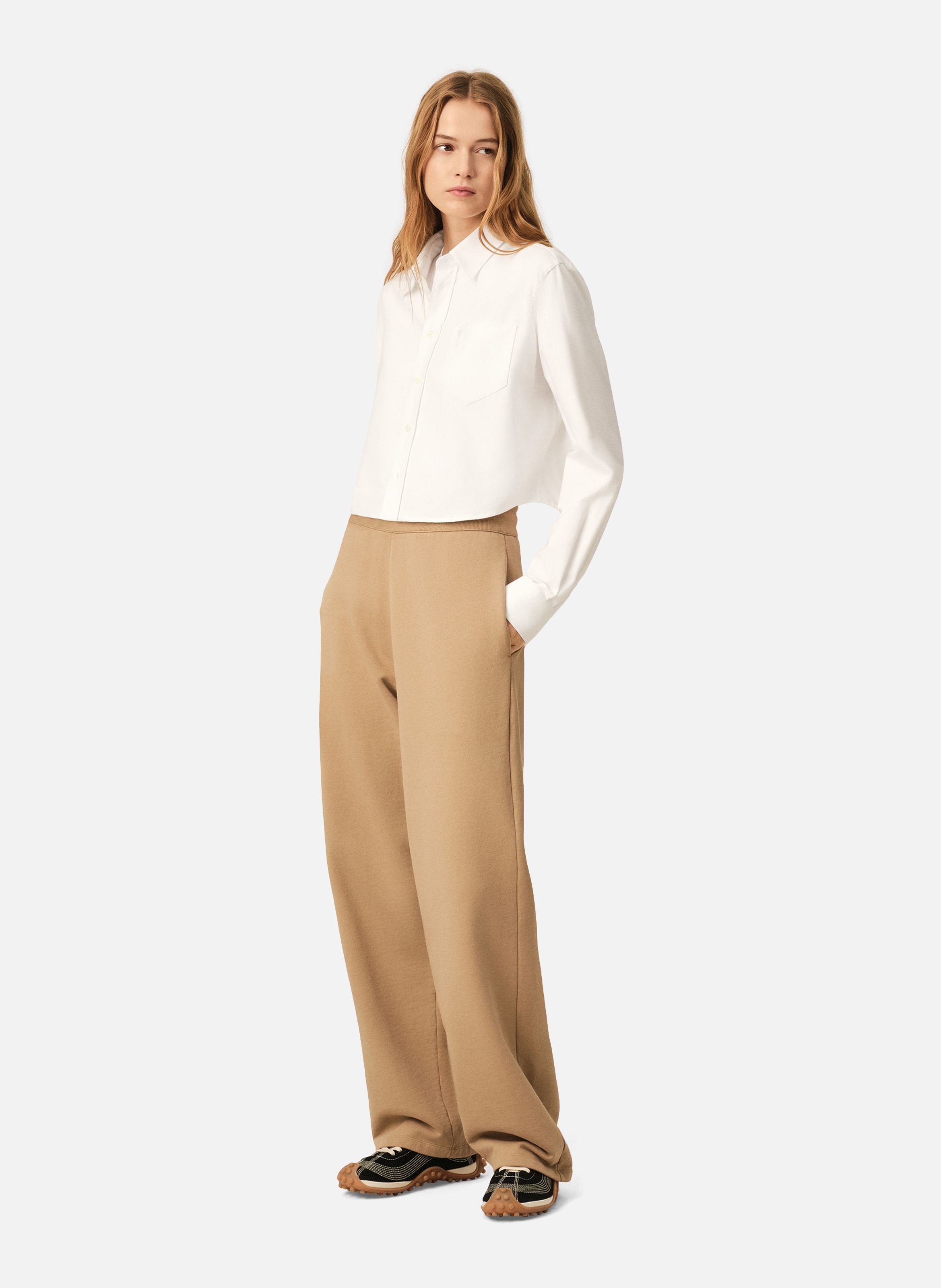 Chemise courte en coton ami de coeur embossé AMI PARIS Blanc
