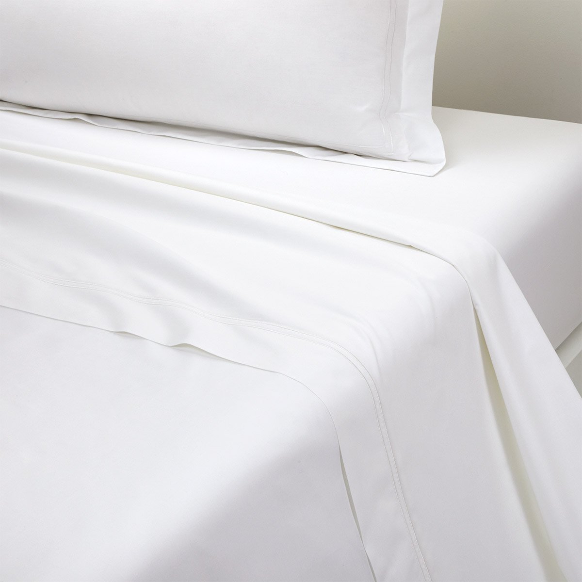 Drap plat en percale de coton, duo BlancYVES DELORME