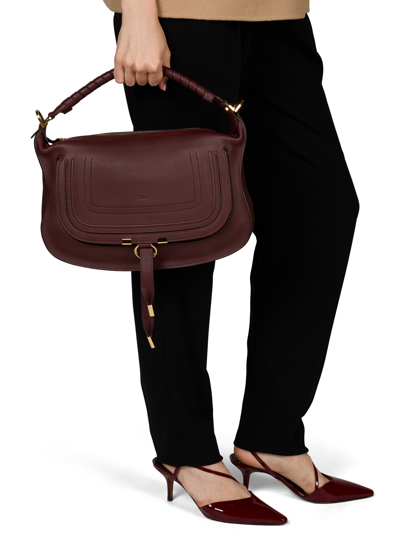 Pequeño bolso Marcie de cuero de becerro liso CHLOÉ Marrón