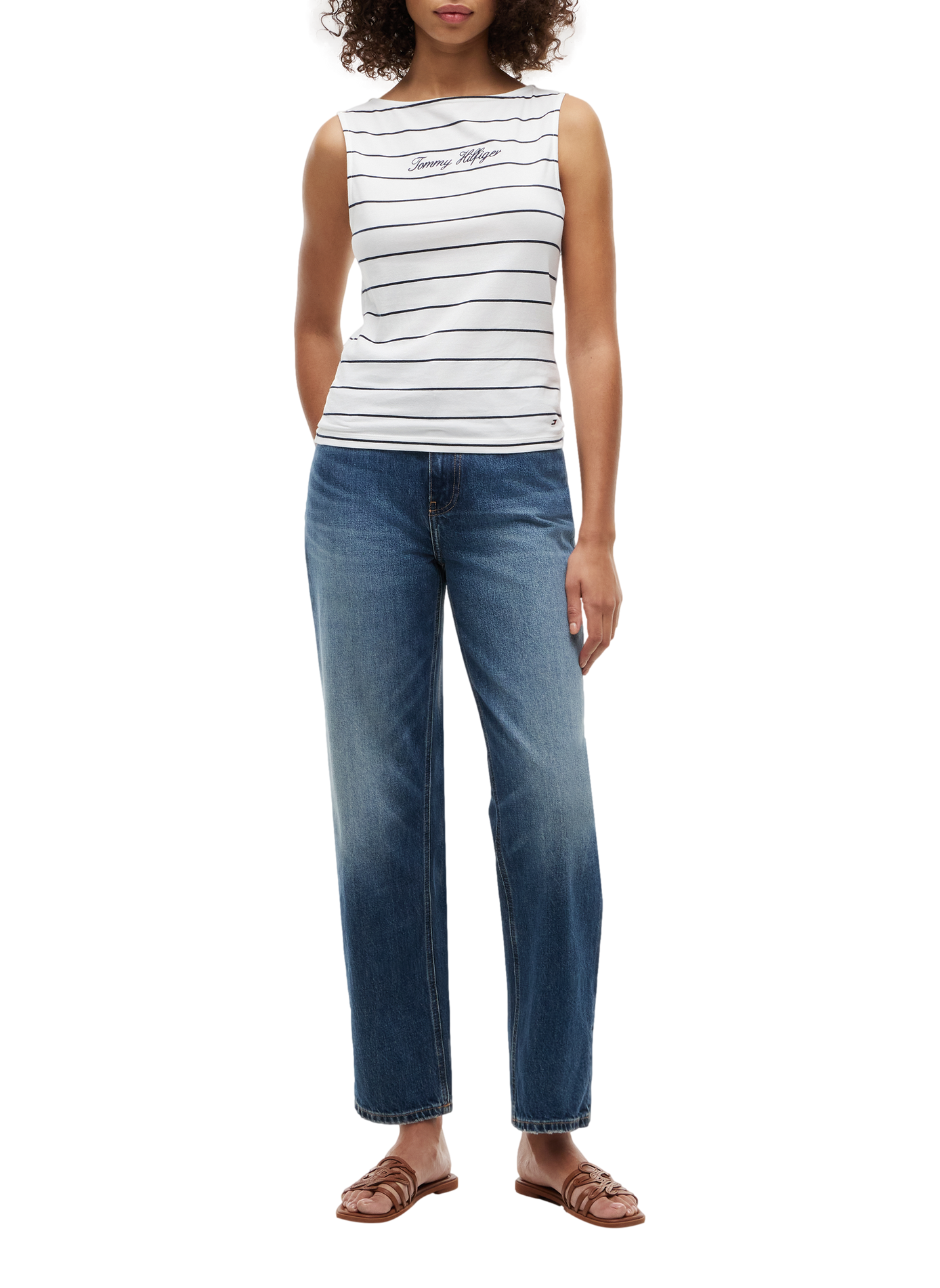 Round neck tank top in blended cotton TOMMY HILFIGER Multicolour