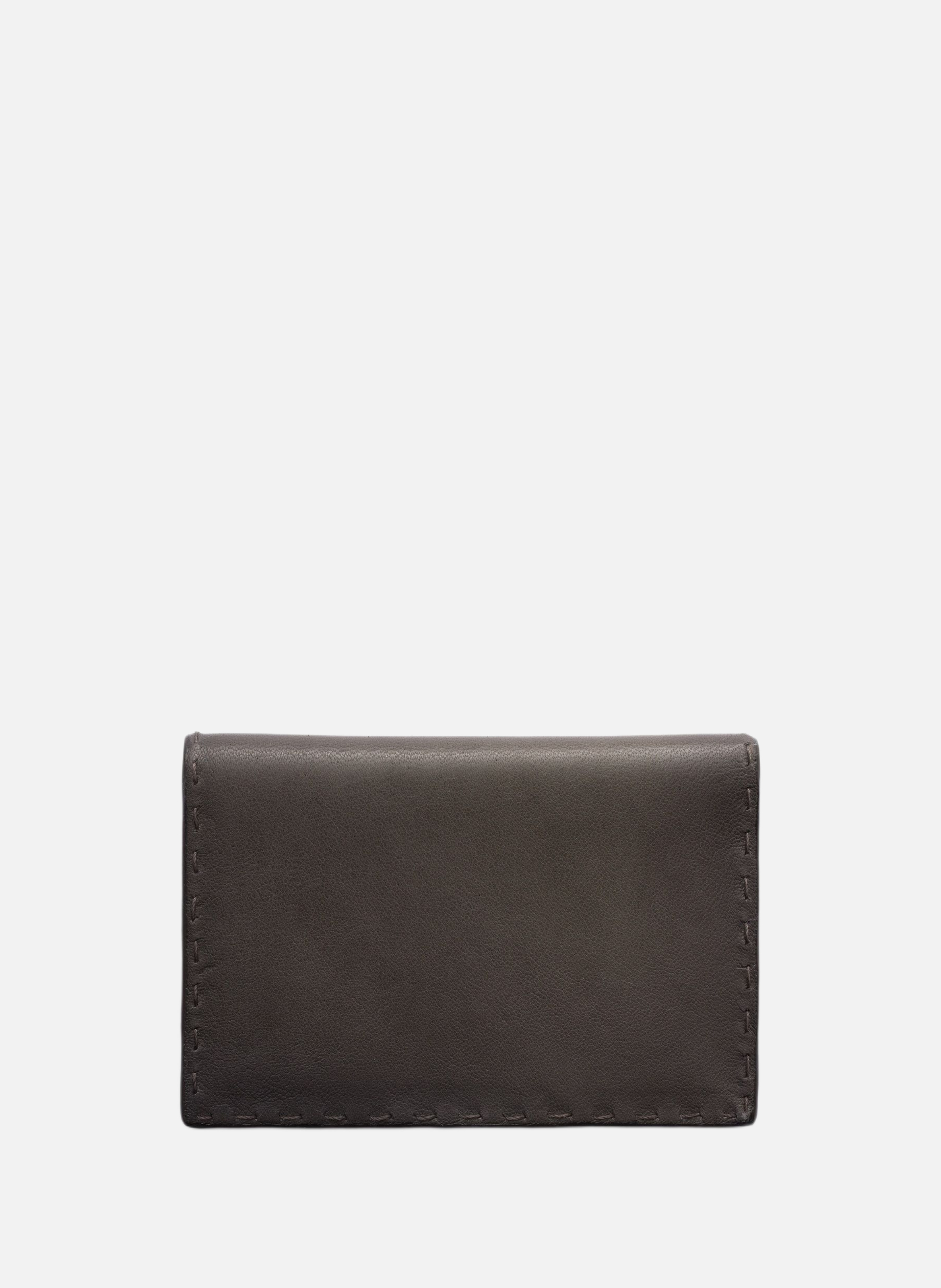 Porte-cartes en cuir vieilli PRADA Gris